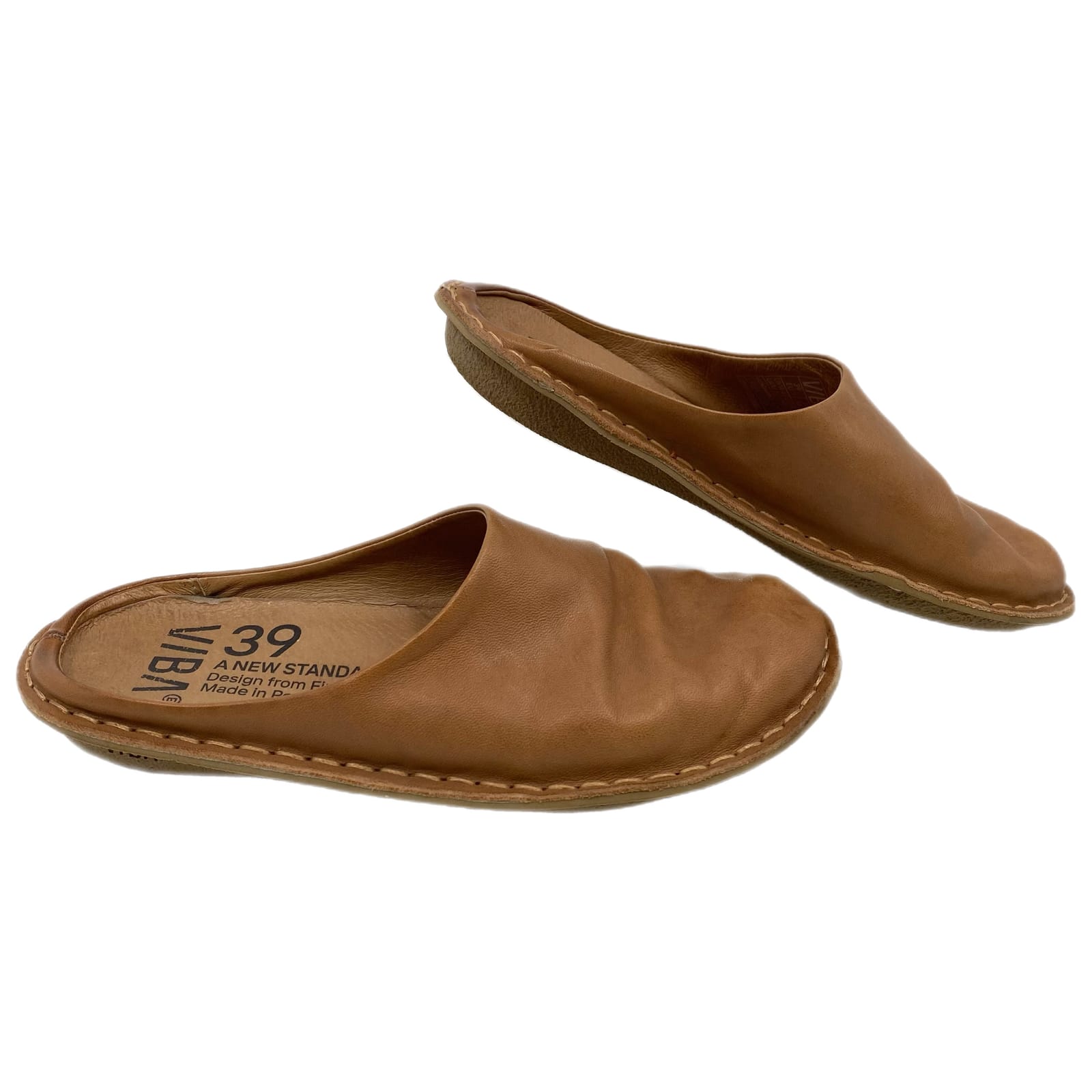 VIBAe Brown Leather Mules