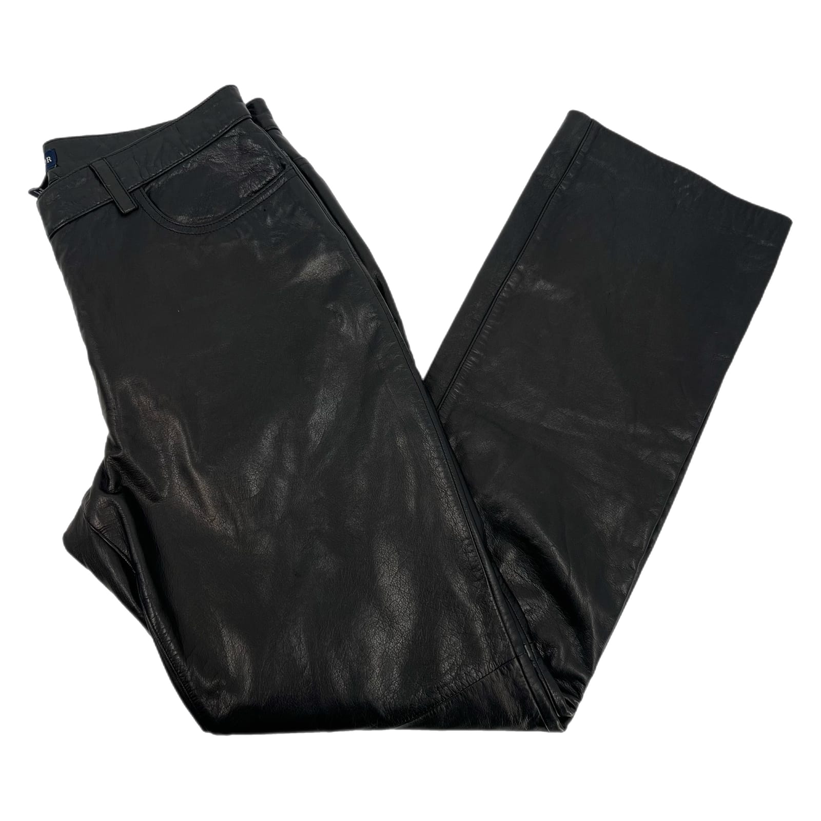 Ann Taylor Black Mid-Rise Leather Bootcut Pants