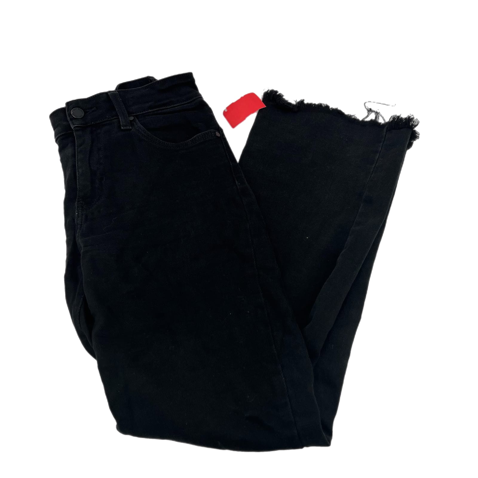 Just Black Black Fray Hem Straight Leg Jeans