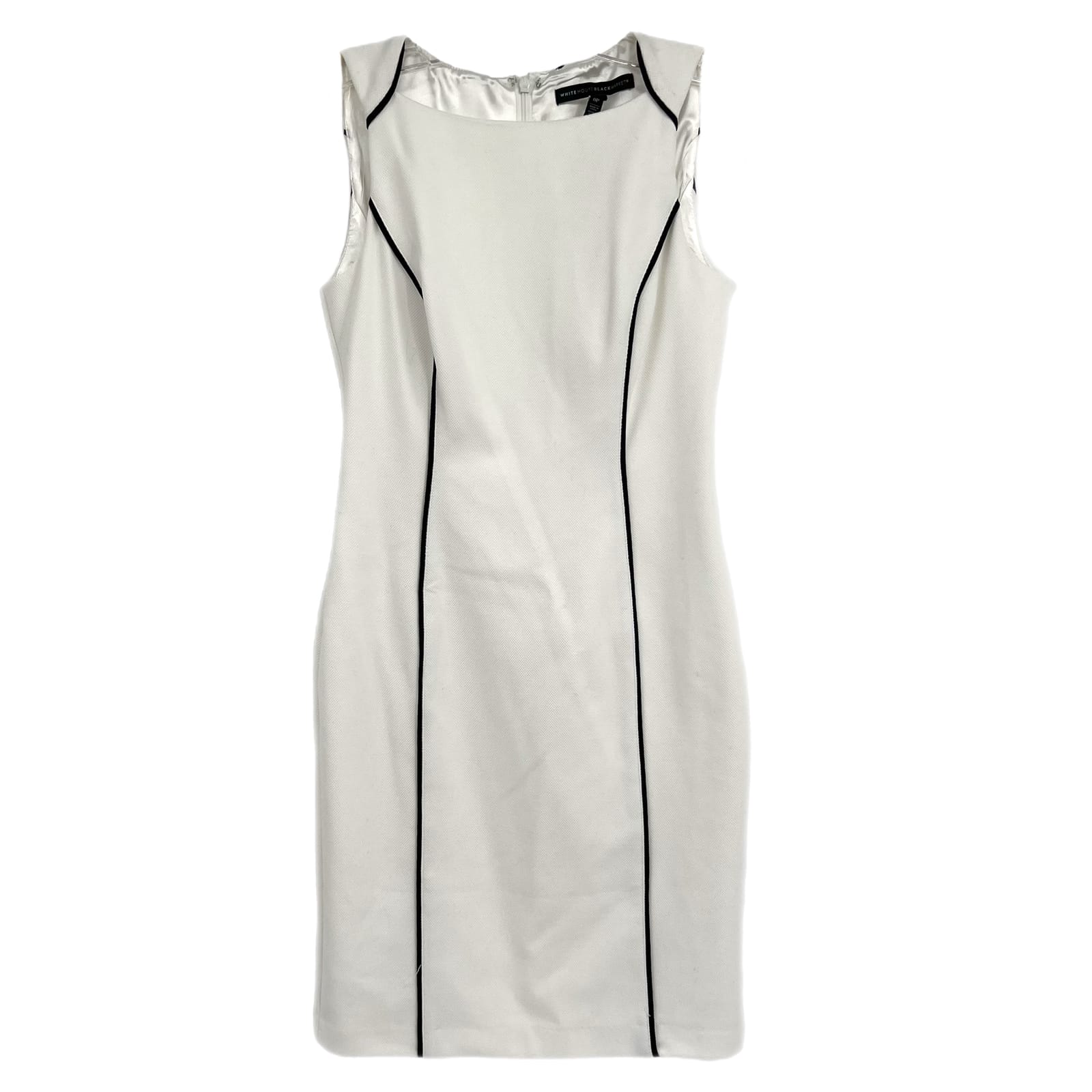 WHBM White Black Contrast Trim Knee-Length Pencil Dress