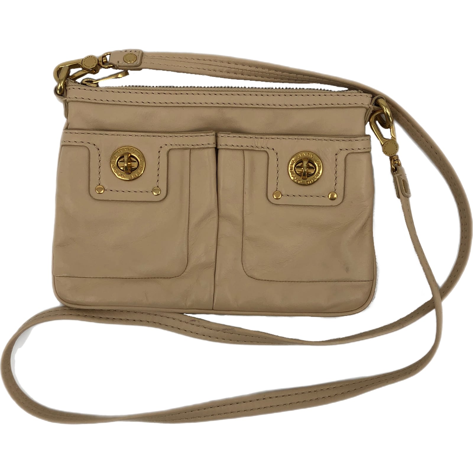 Marc By Marc Jacobs Cream Leather Crossbody Bag