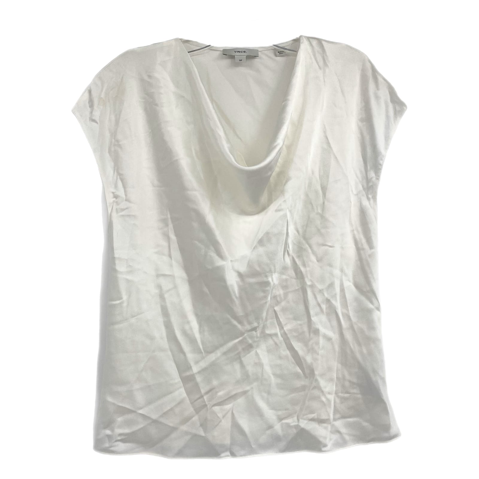 Vince White Silk Cowl Neck Blouse