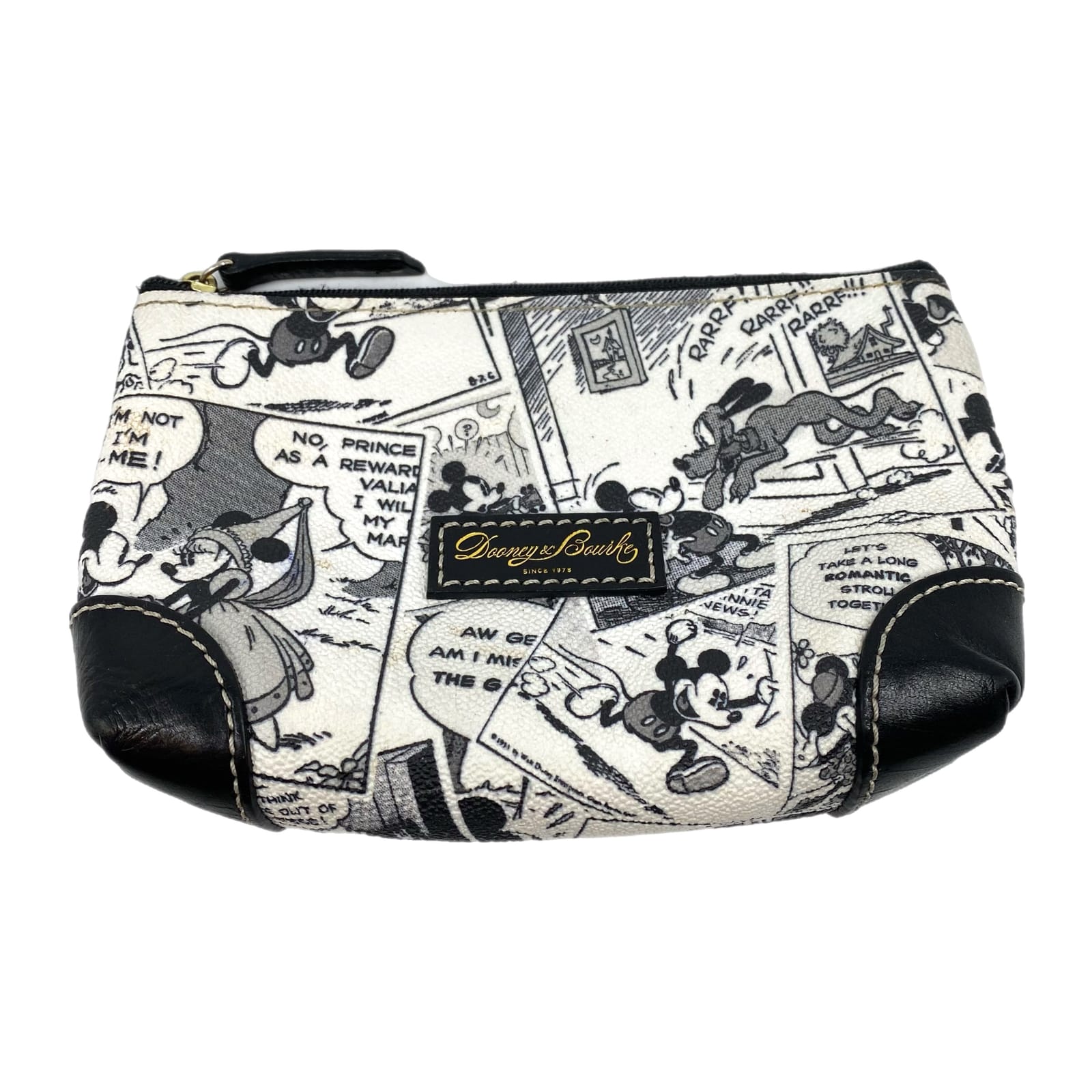 Dooney & Bourke Black White Disney Mickey Mouse Cartoon Pouch