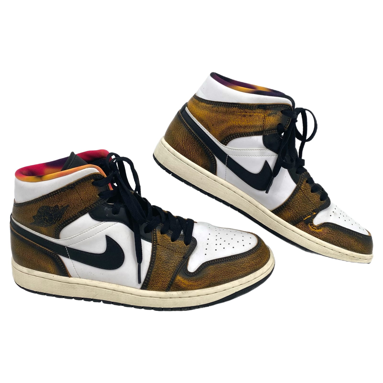 Nike White Yellow Air Mid Sneakers