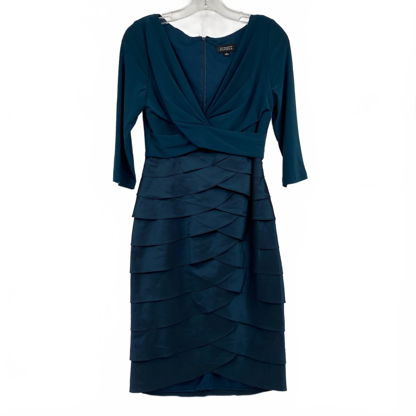 Adrianna Papell Teal Layered Knee-Length Dress