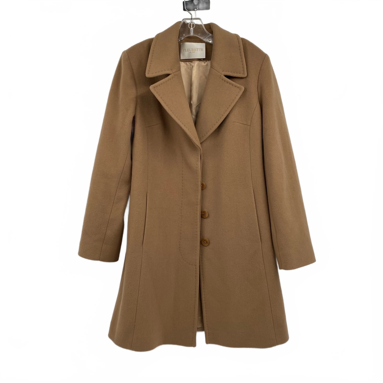 Fleurette Tan Wool Trench Coat