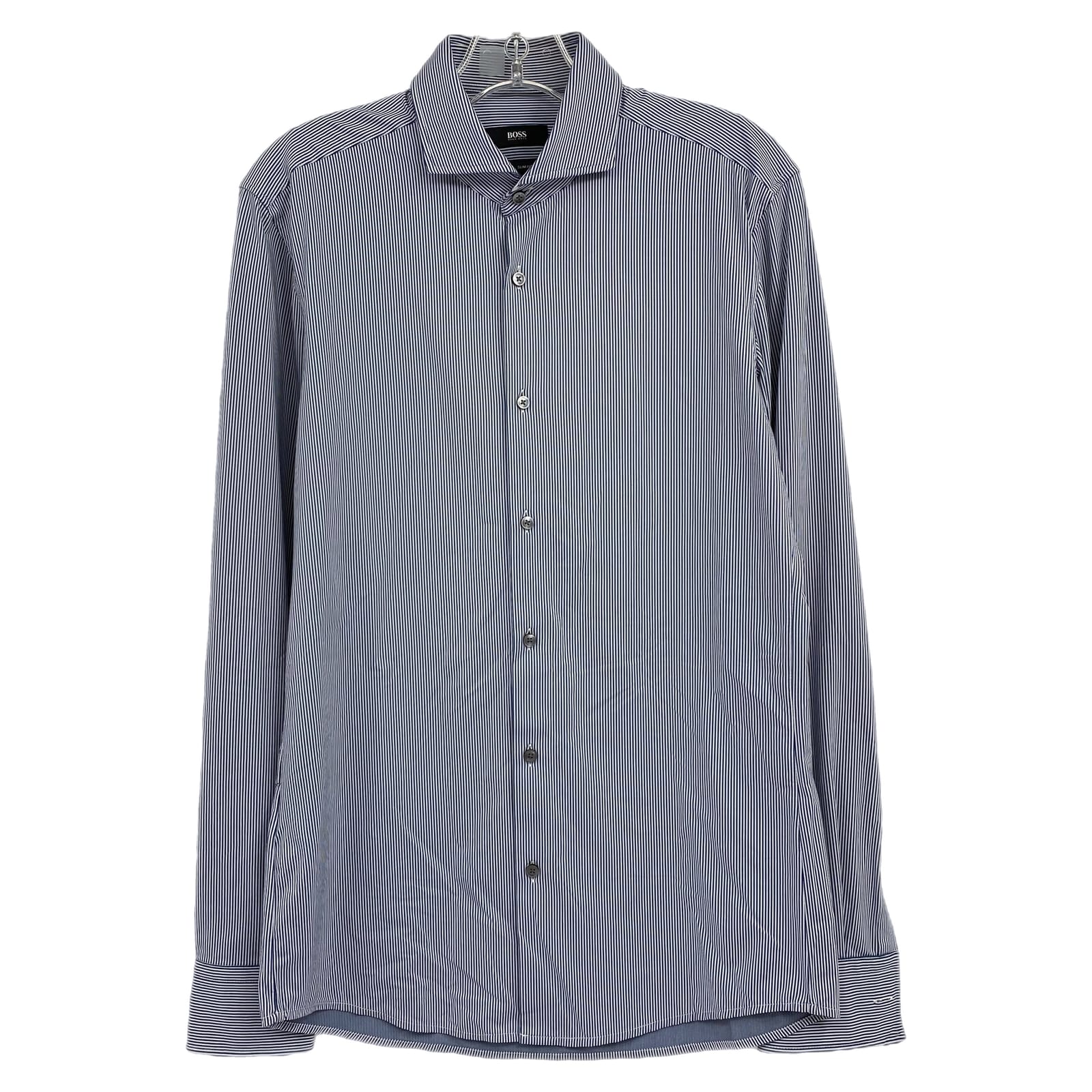 Hugo Boss Blue White Striped Slim Fit Button-Up Shirt