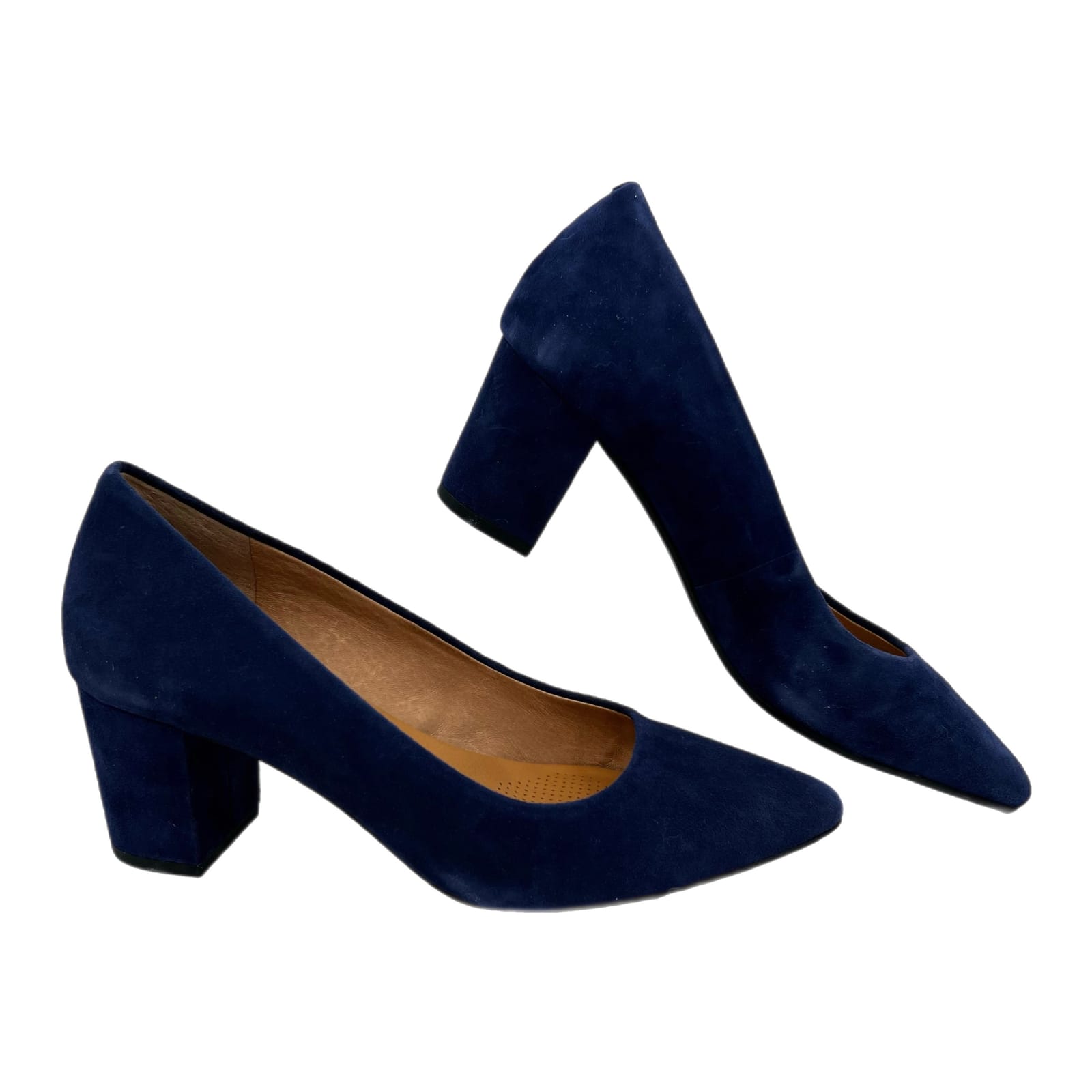 Corso Como Blue Suede Pointed Toe Block Heels