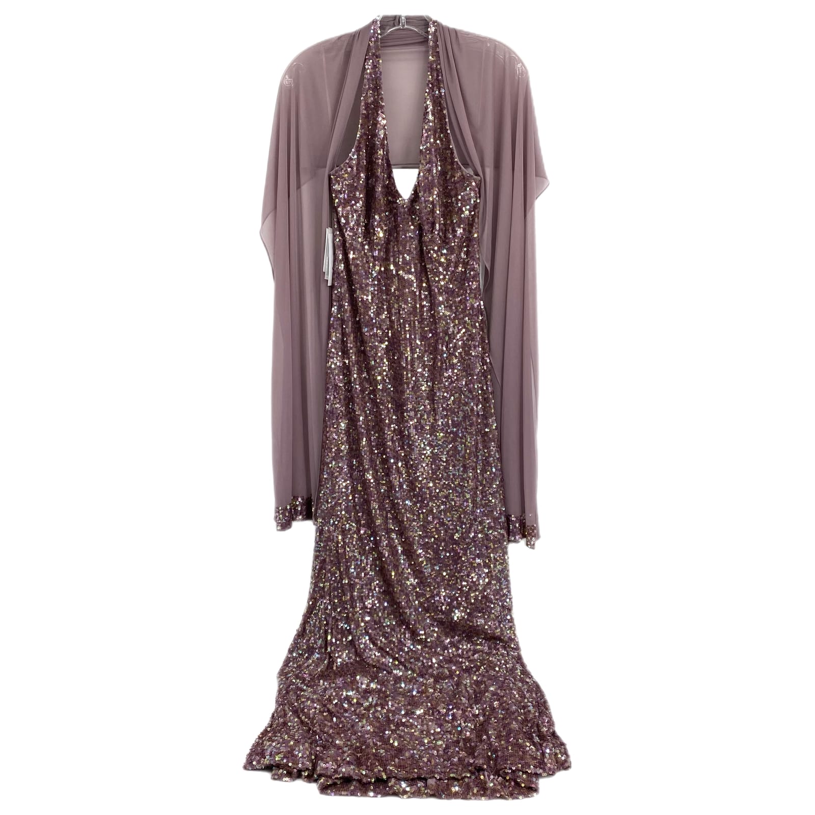 Alberto Makali Purple Sequin Halter Dress
