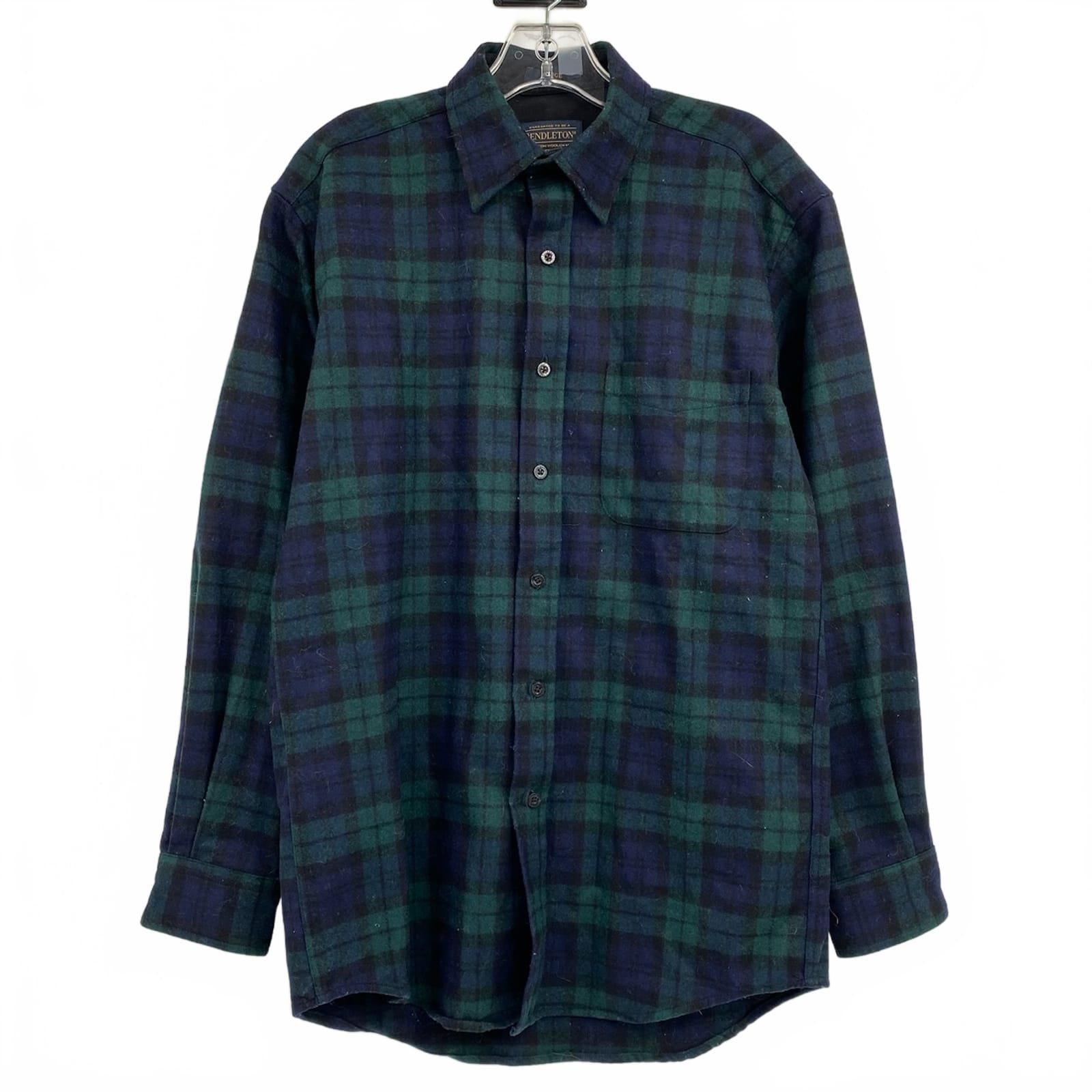 Pendleton Green Blue Plaid Wool Button Down Shirt