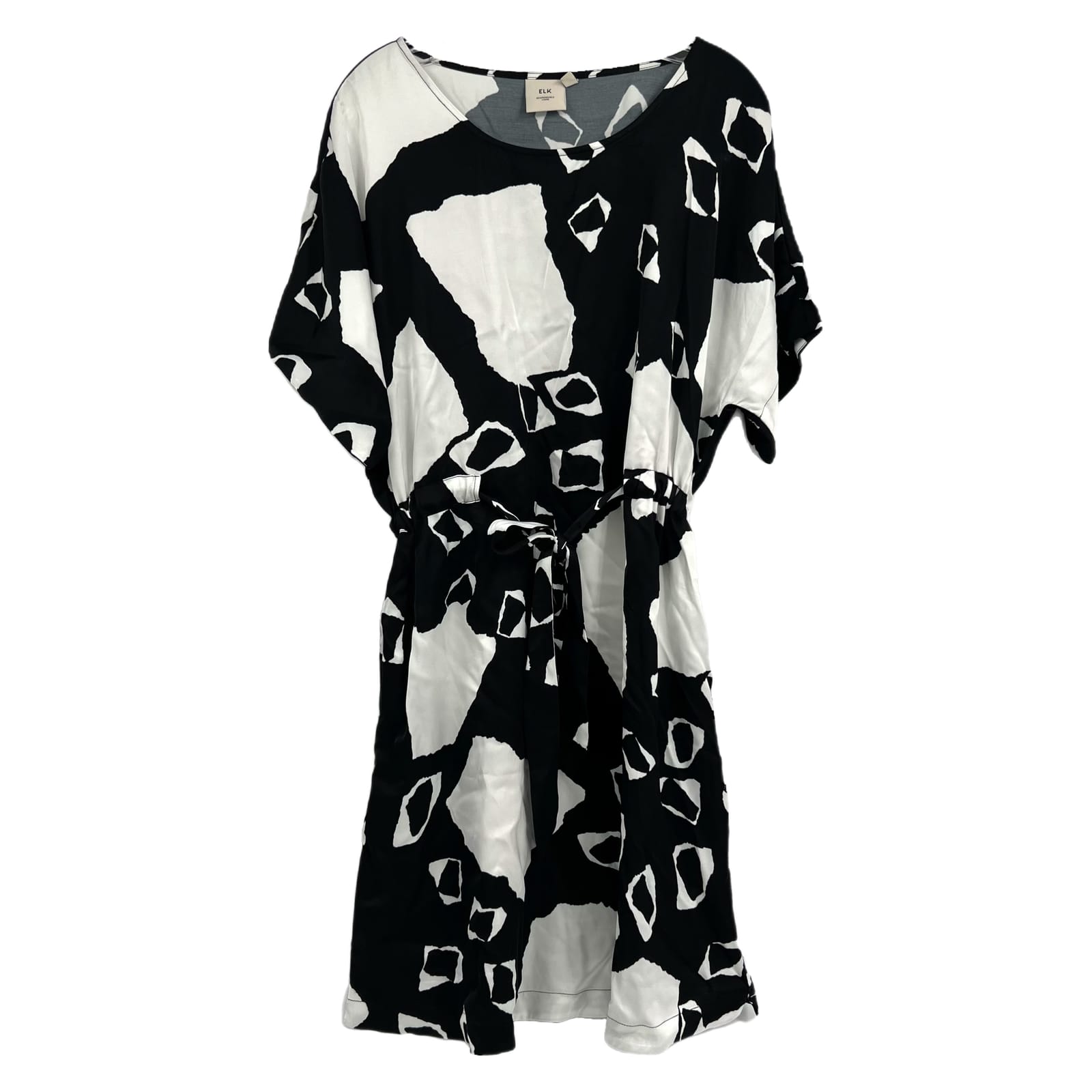 Elk Black Tie Waist Knee-Length Mini Dress