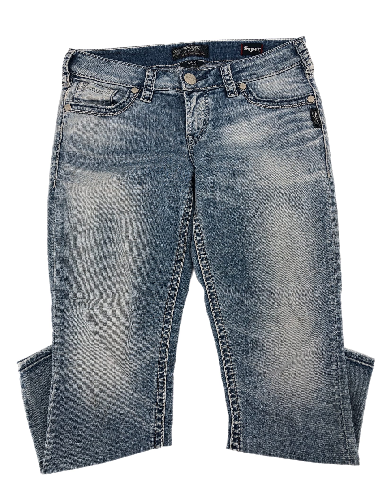 Aiko Blue Straight Leg Capri Jeans