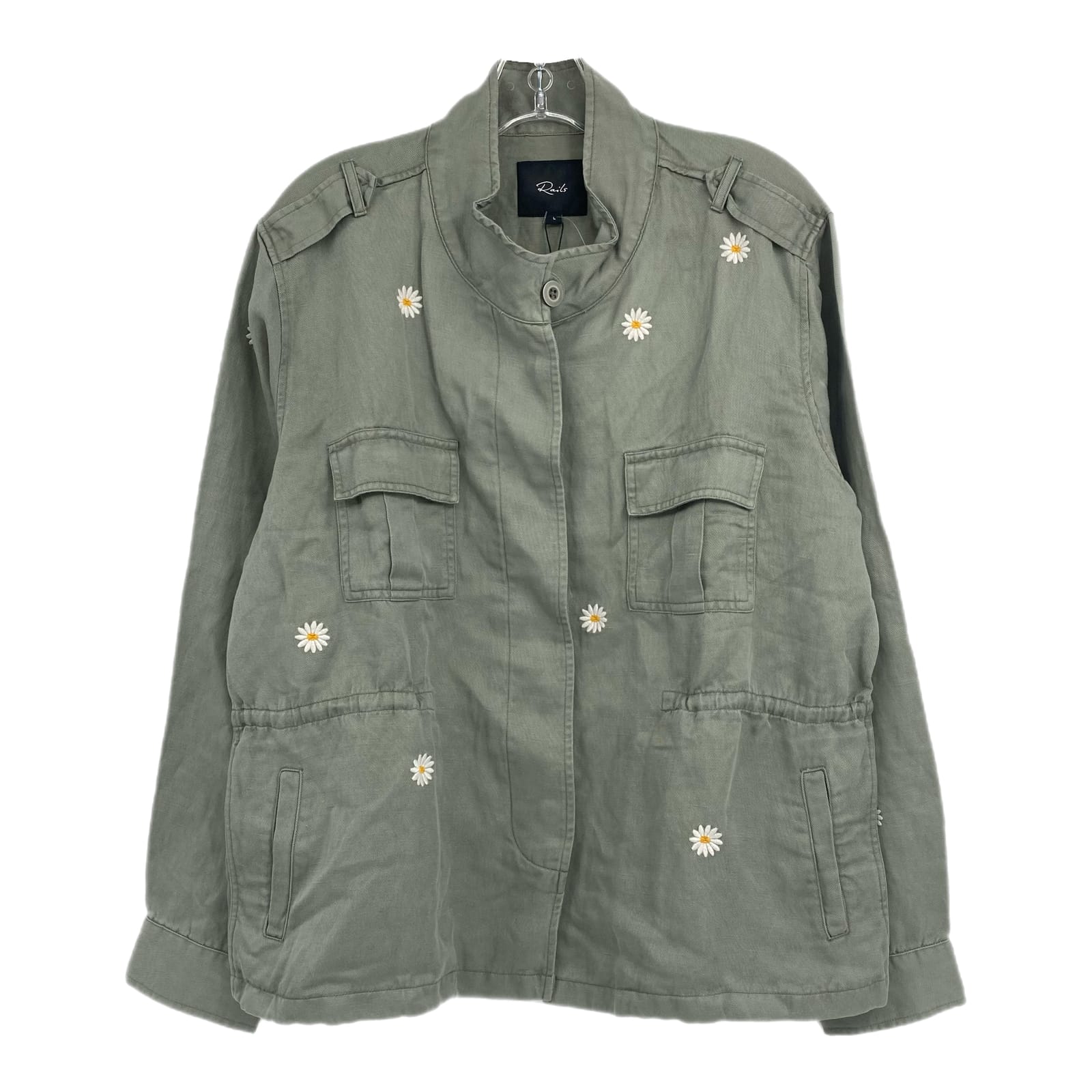 Rails Green Daisy Embroidered Utility Jacket
