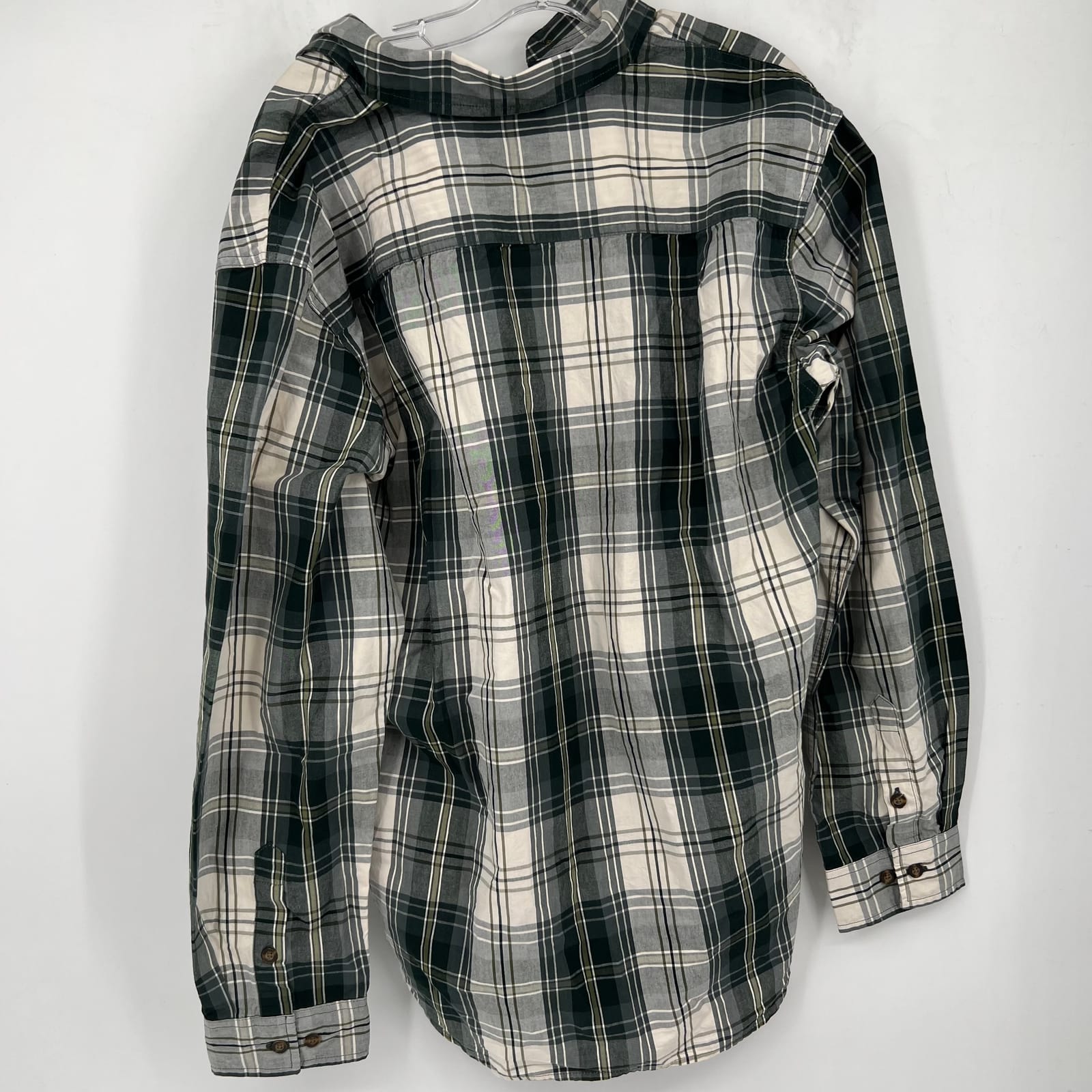 Carhartt White/Green Plaid Long Sleeve Button-Up Shirt
