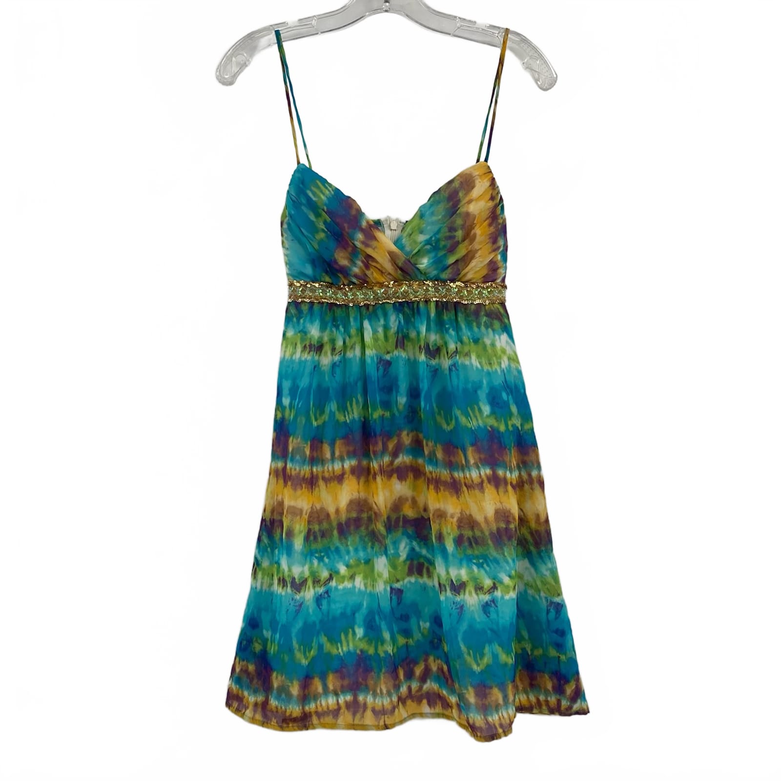 Love Tease Blue Yellow Tie Dye Mini Dress