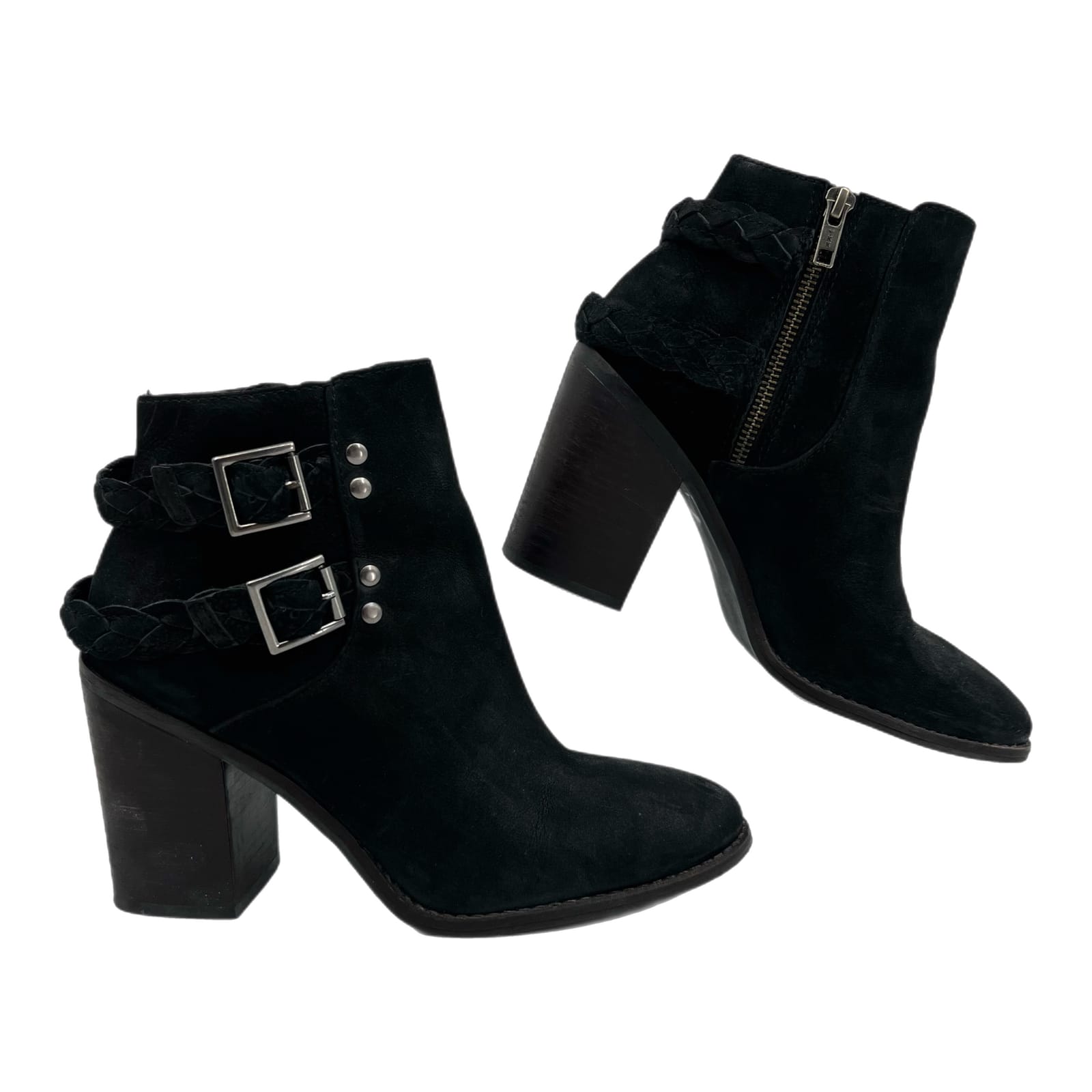 Steve Madden Black Buckle Accent Heeled Ankle Booties