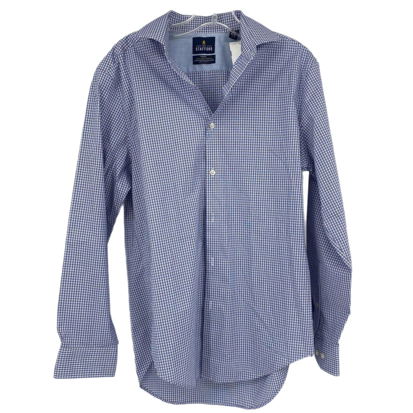 Stafford Blue & White Plaid Button-Up Shirt