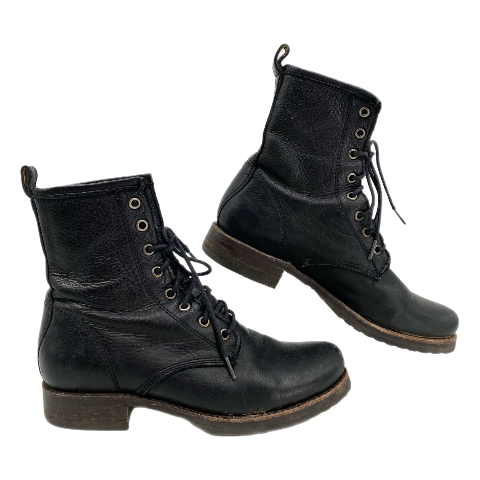 Frye Black Lace-Up Leather Boots