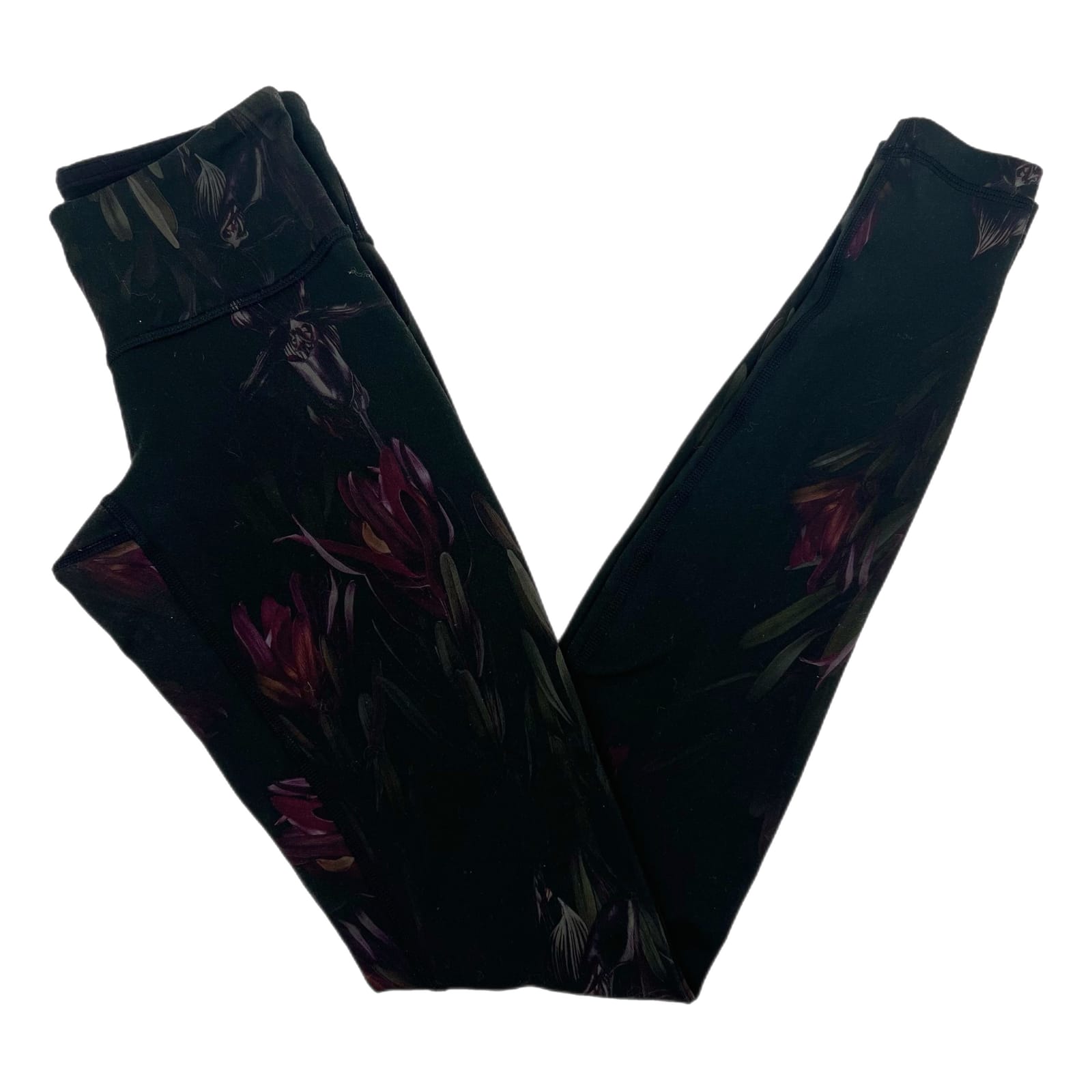 Lululemon Athletica Black & Purple Ultra Low Rise Floral Leggings