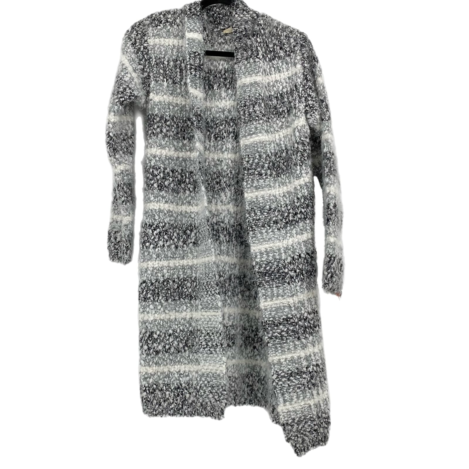 Love Stitch Gray/White Striped Fuzzy Cardigan