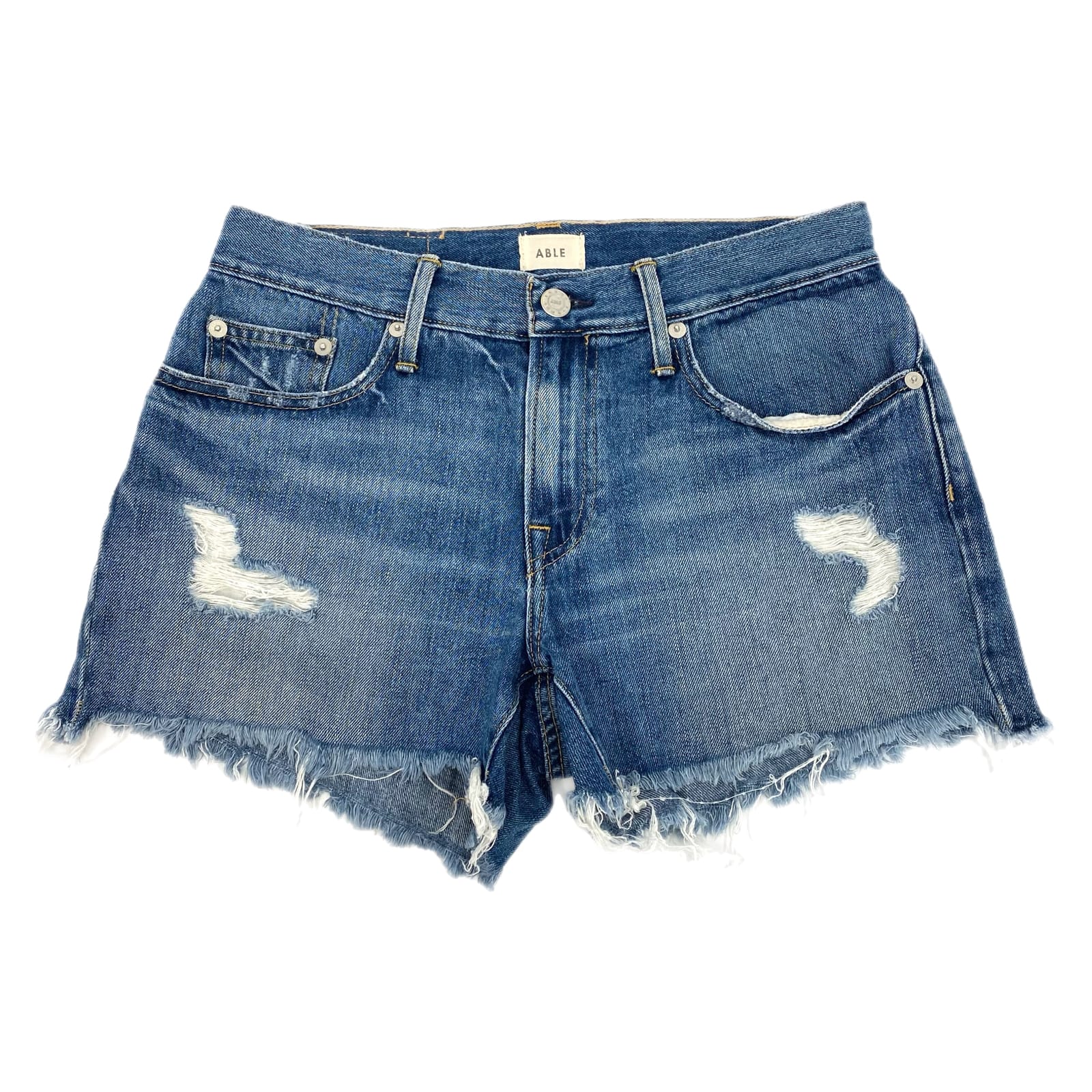 Able Blue Distressed Jean Shorts
