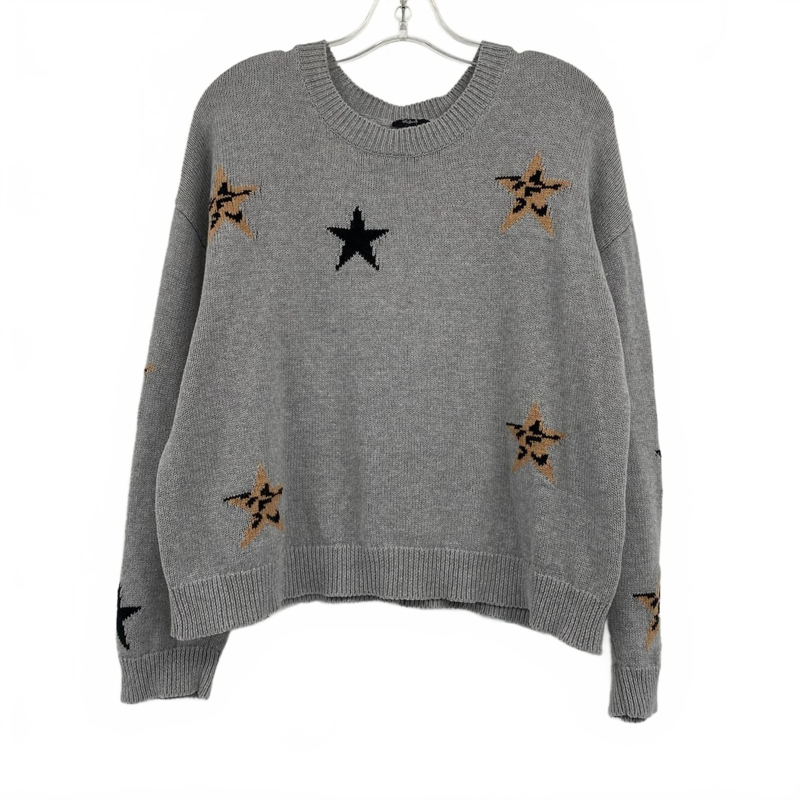 Rails Gray Tan Perci Star Print Knit Sweater