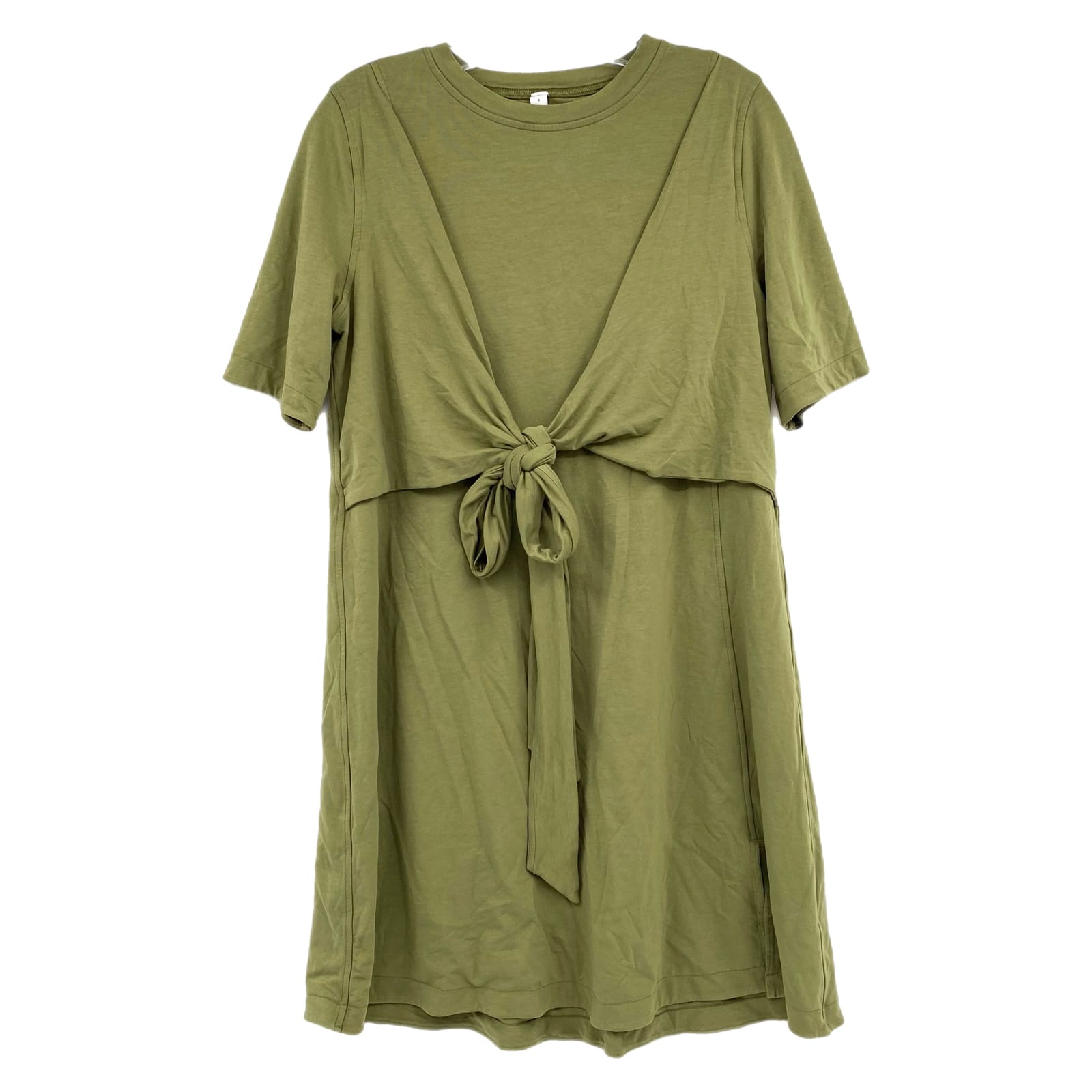 Lululemon Green Cotton Tie Front Mini Dress