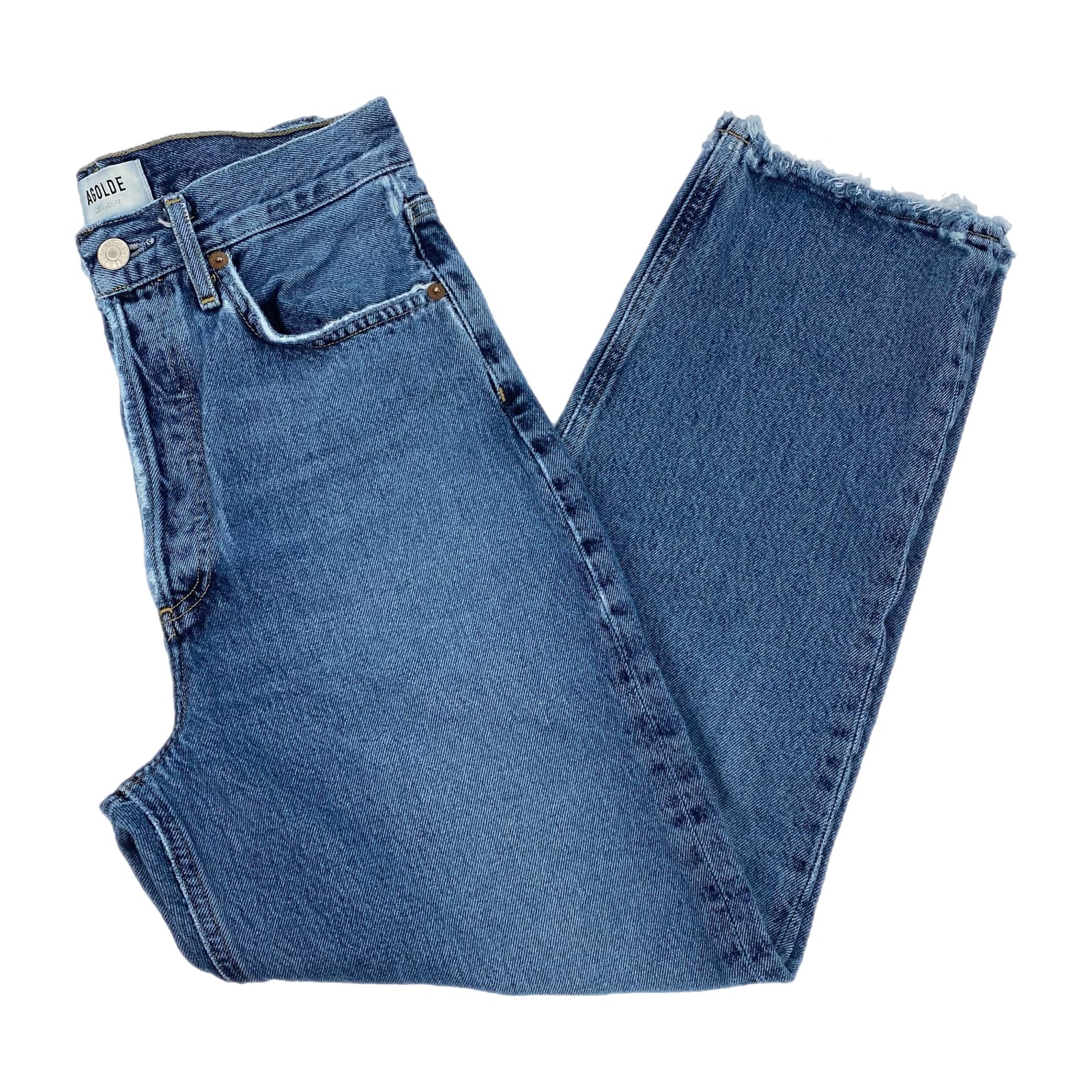Agolde Blue Medium Wash 90s Crop Jeans