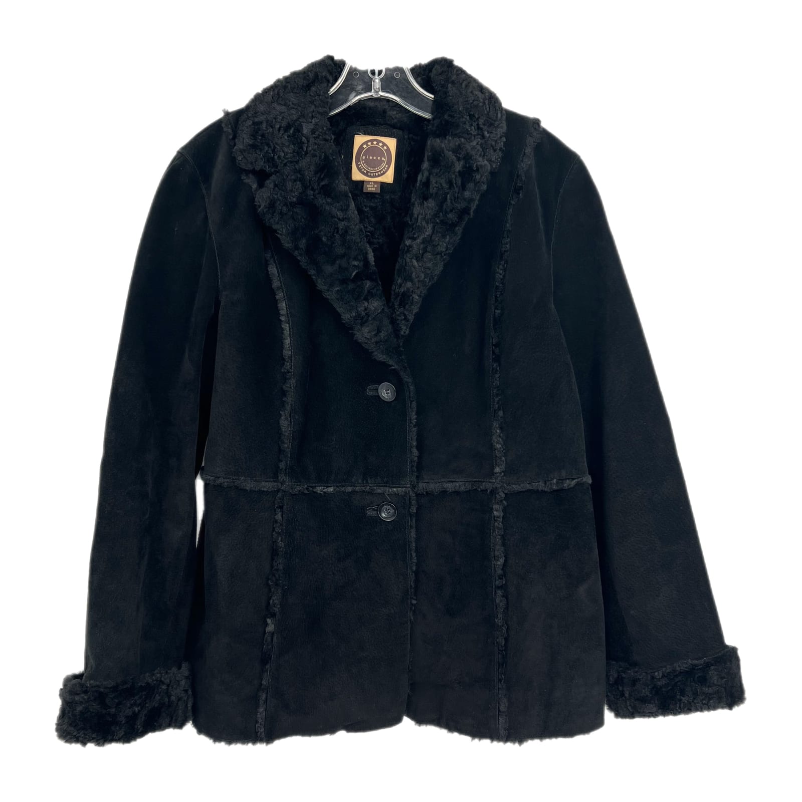 Giacca Black Suede Button-Up Jacket