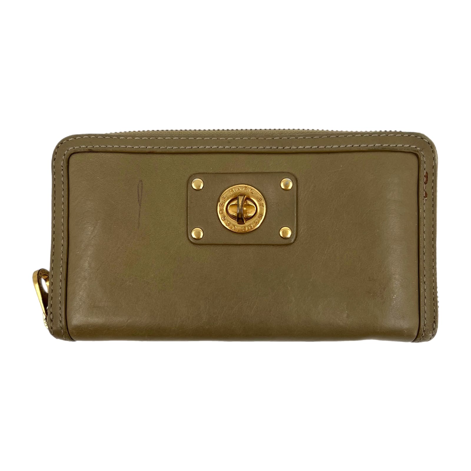 Marc By Marc Jacobs Brown Gold Zip Leather Wallet