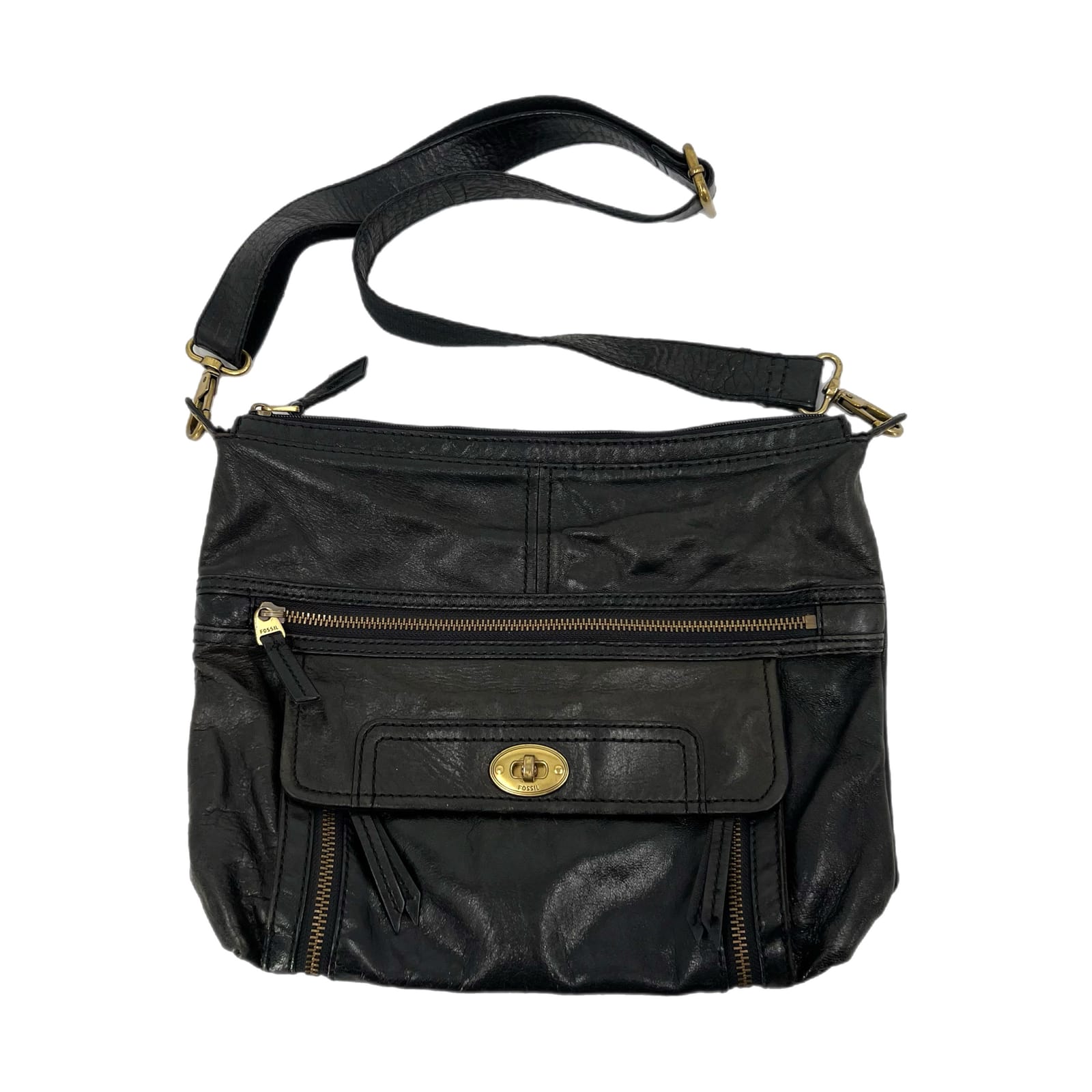 Fossil Black Leather Satchel