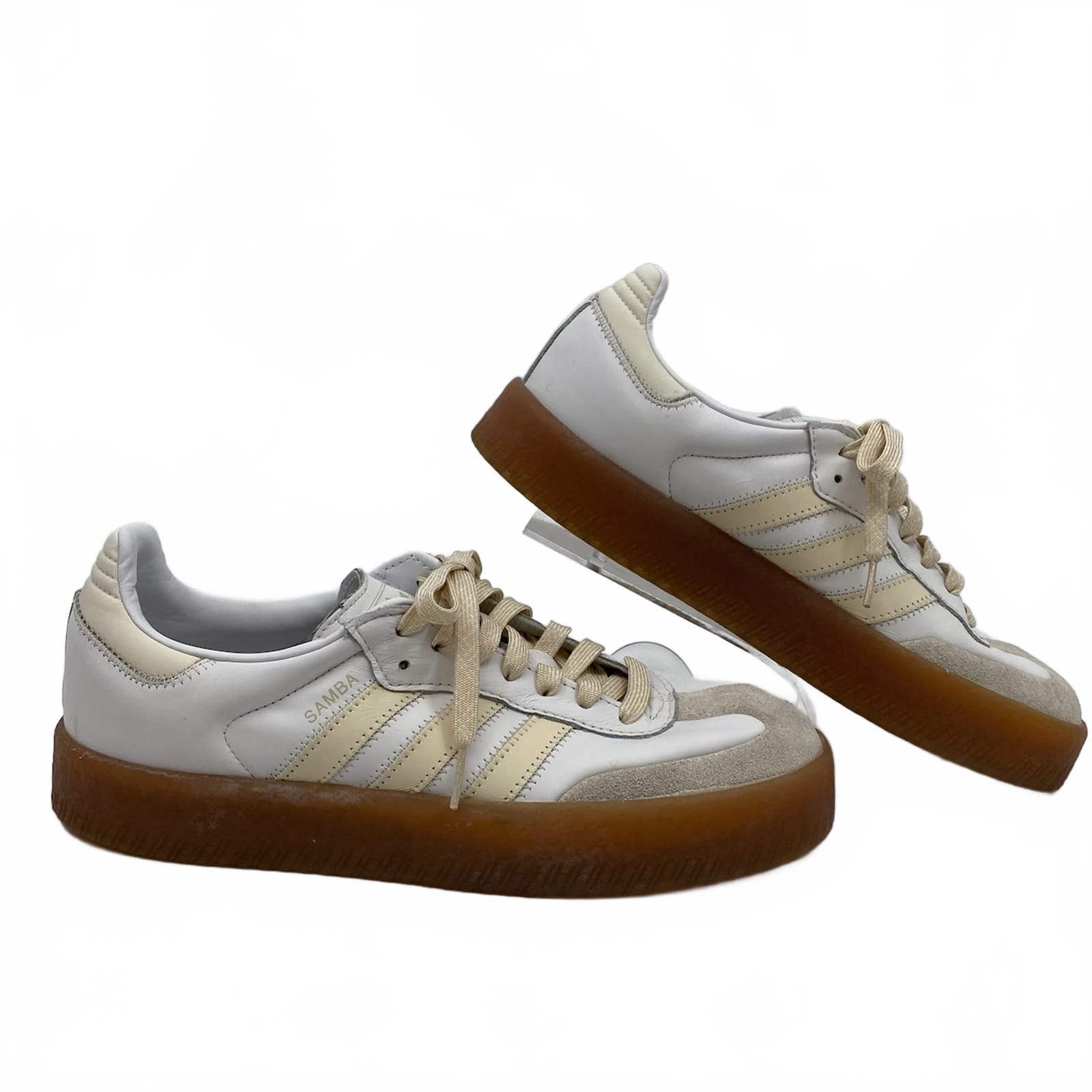 Adidas White Cream Platform Samba Sneakers