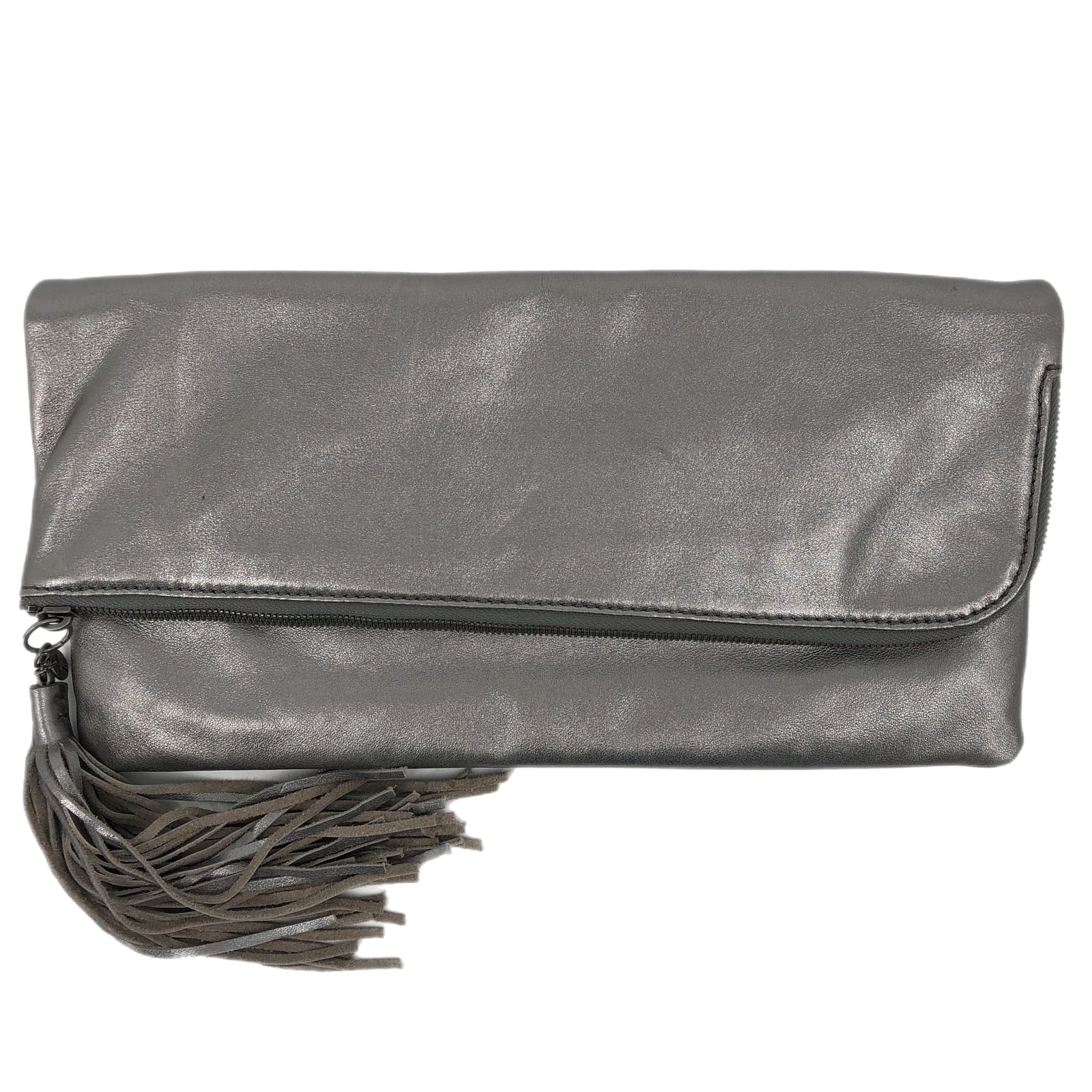 HOBO Silver Leather Card Wallet Clutch