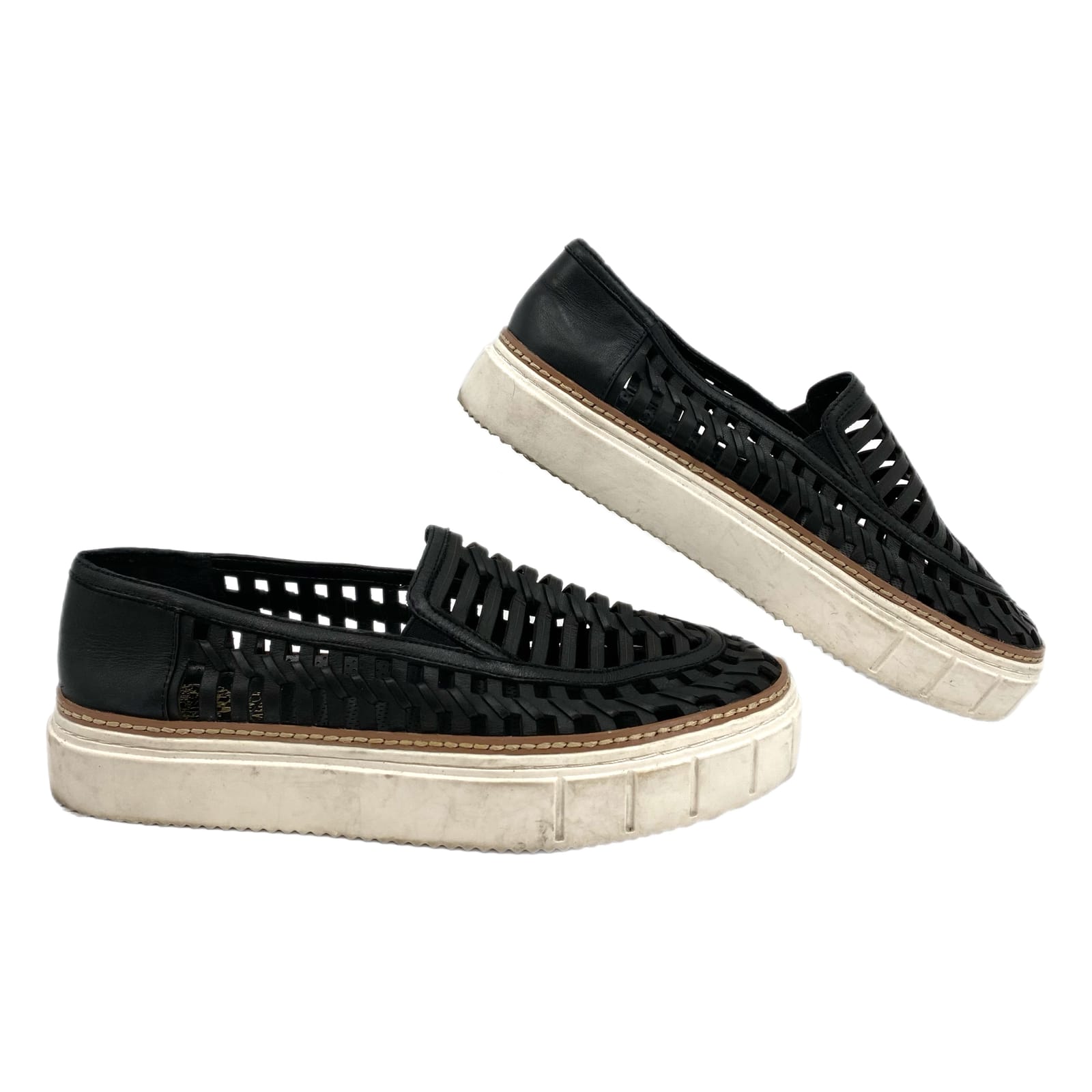 Vince Camuto Black Caged Leather Sneakers