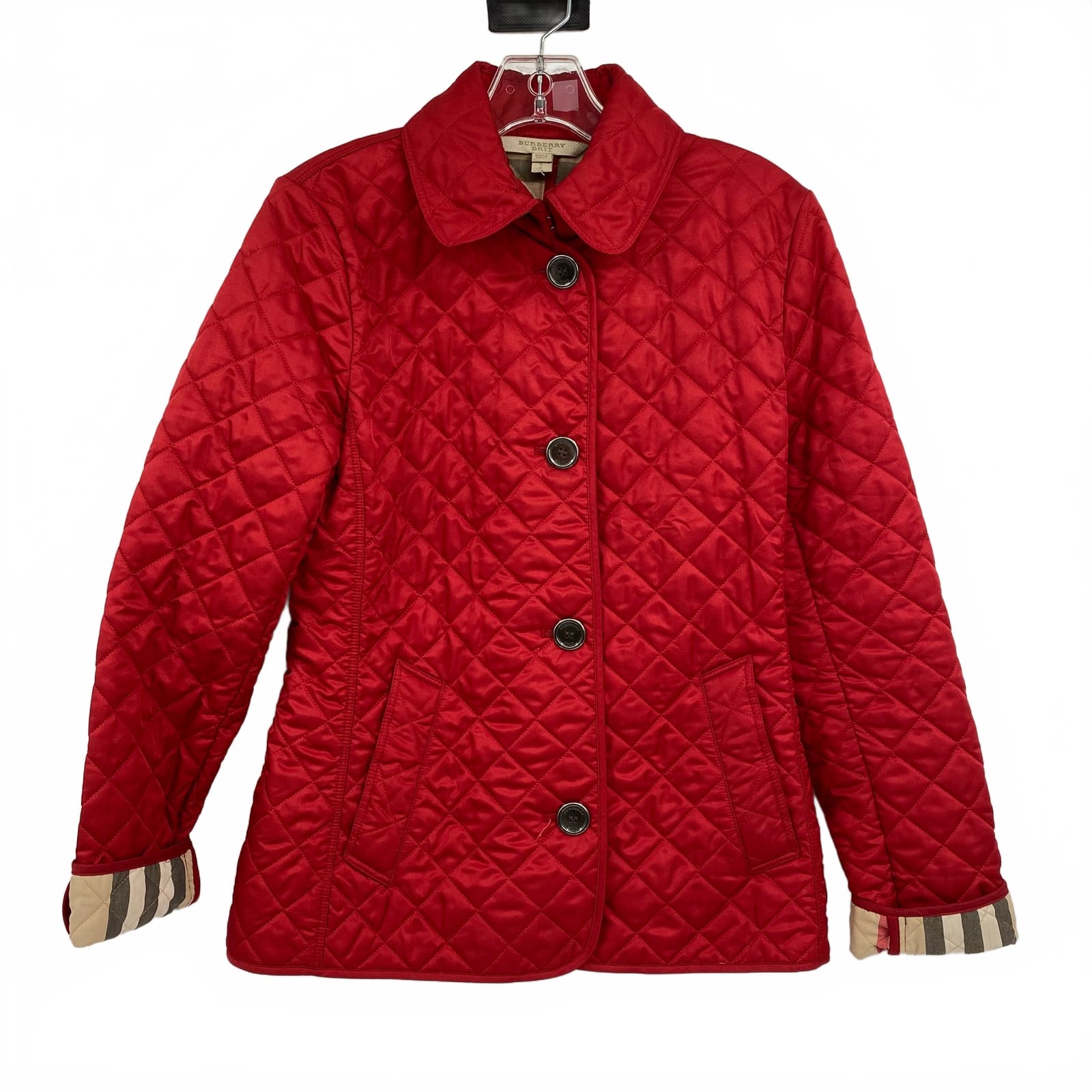 Burberry Brit Red Quilted Pea Coat