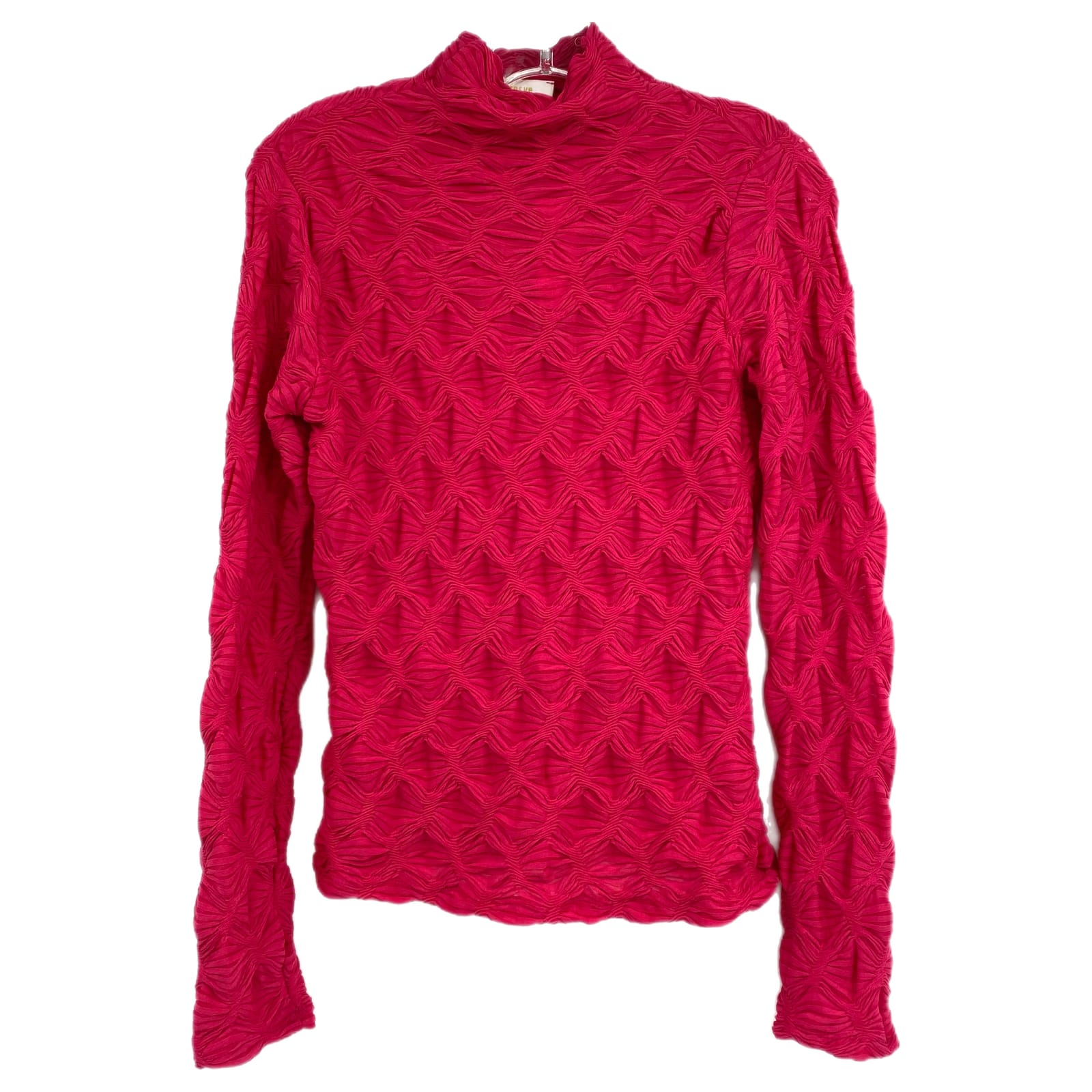 Maeve Pink Ruched Mock Neck Long Sleeve Top