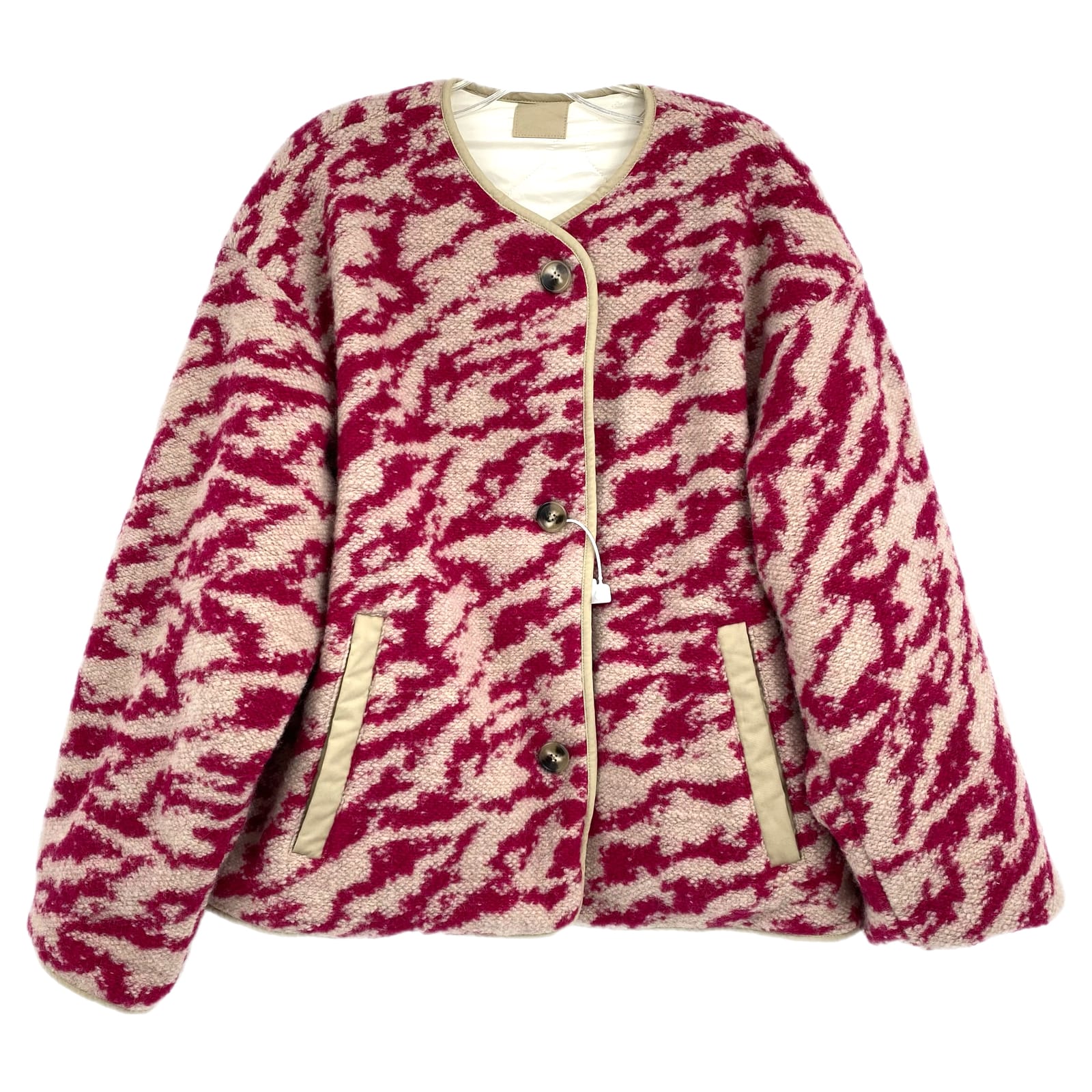 Isabel Marant Pink Beige Reversible Wool Teddy Jacket