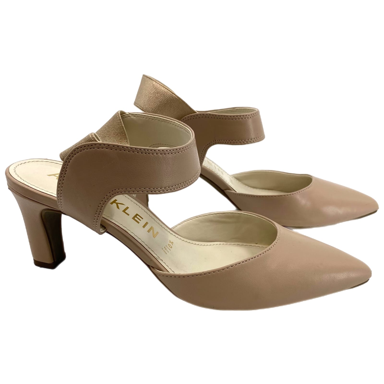 Anne Klein Beige Pointed Toe Block Heels