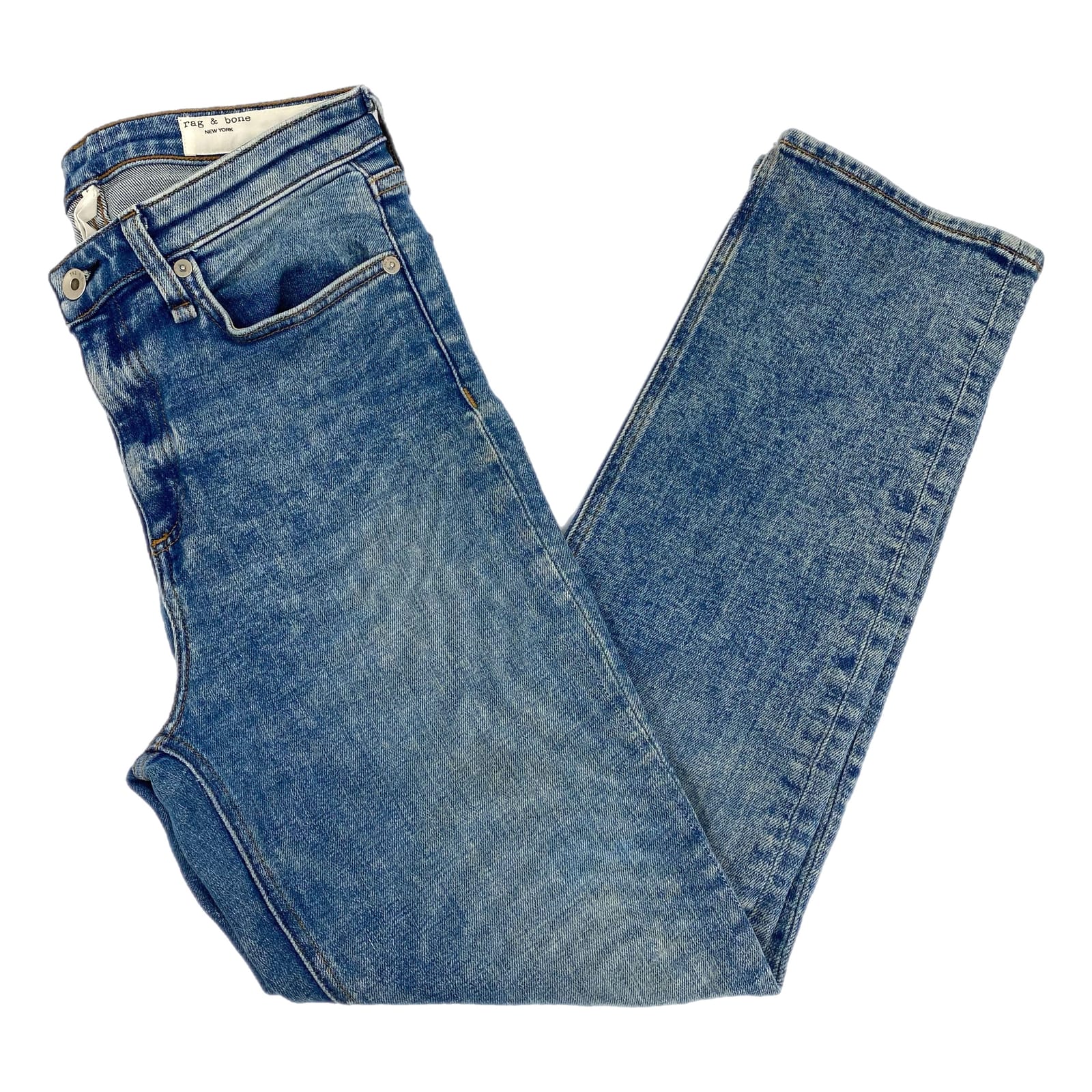 rag & bone Blue Light Wash High-Rise Ankle Cigarette Jeans