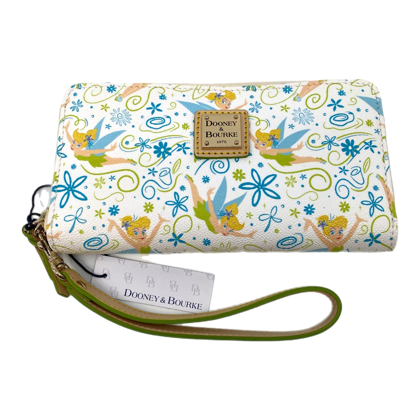Dooney & Bourke White Green Disney Tinker Bell Zip-Around Wallet