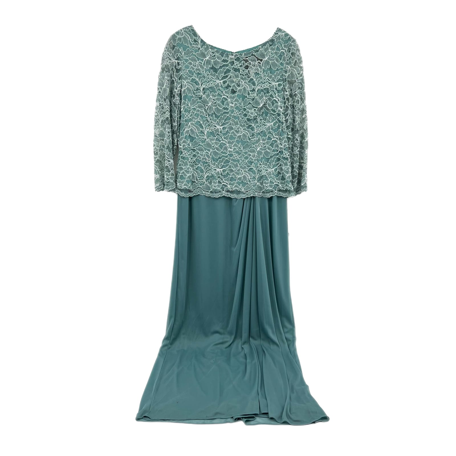 Alex Evenings Seafoam Green Lace Overlay Maxi Dress
