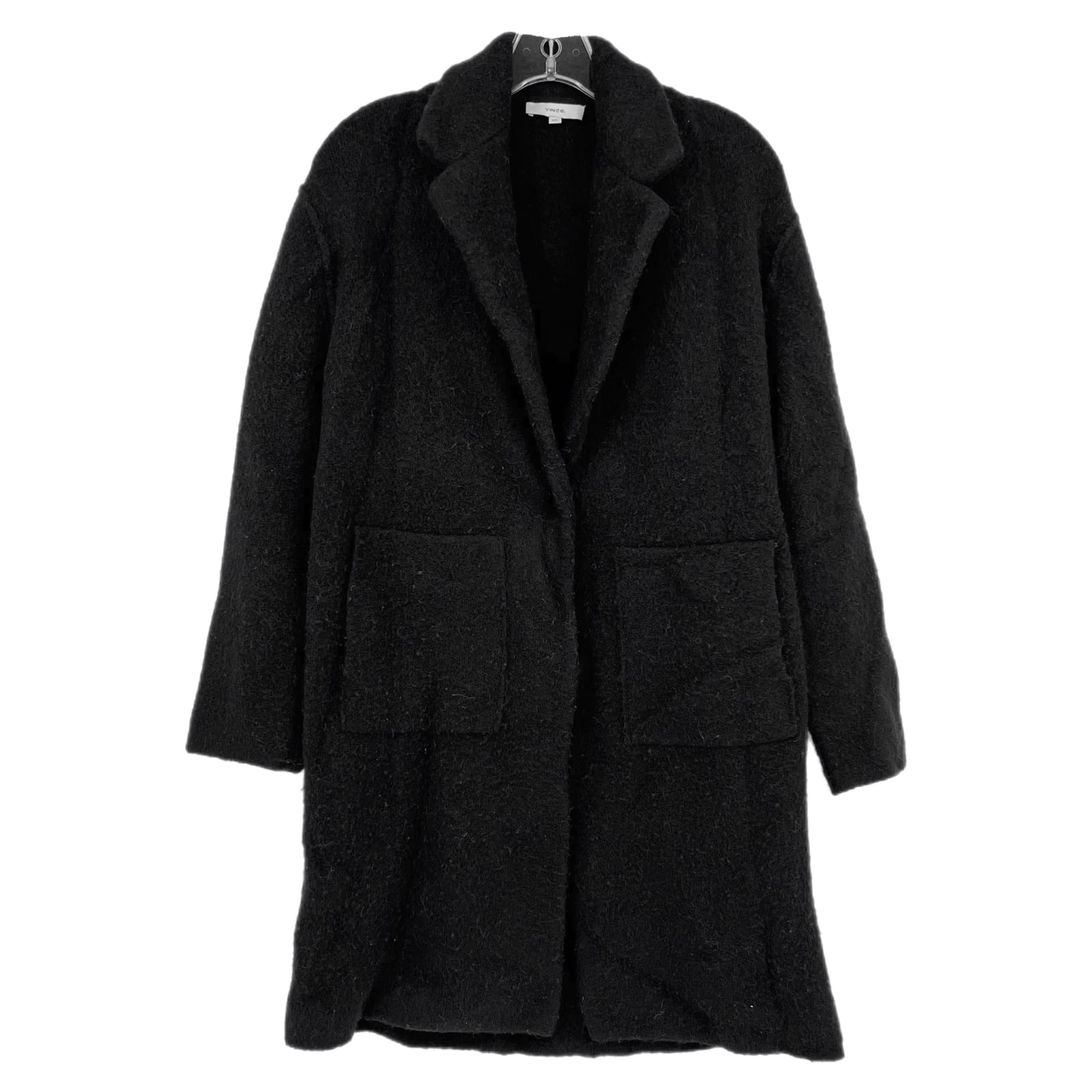 Vince Black Merino Alpaca Wool Collared Knit Cardigan