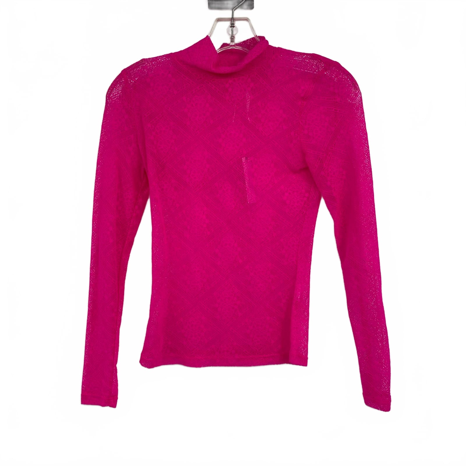 Anthropologie Pink Lace Mesh Top