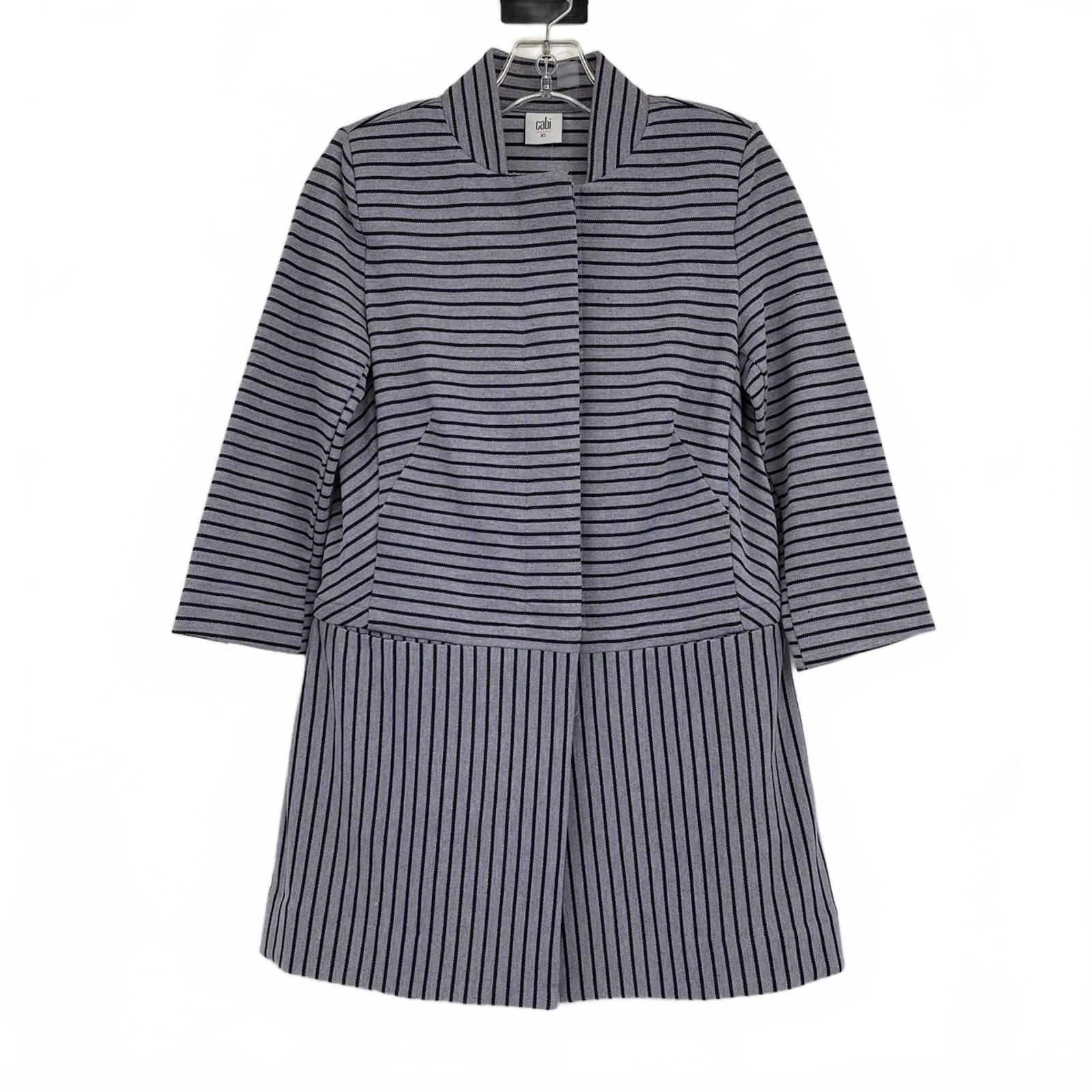 CAbi Navy Blue Striped Button-Up Jacket