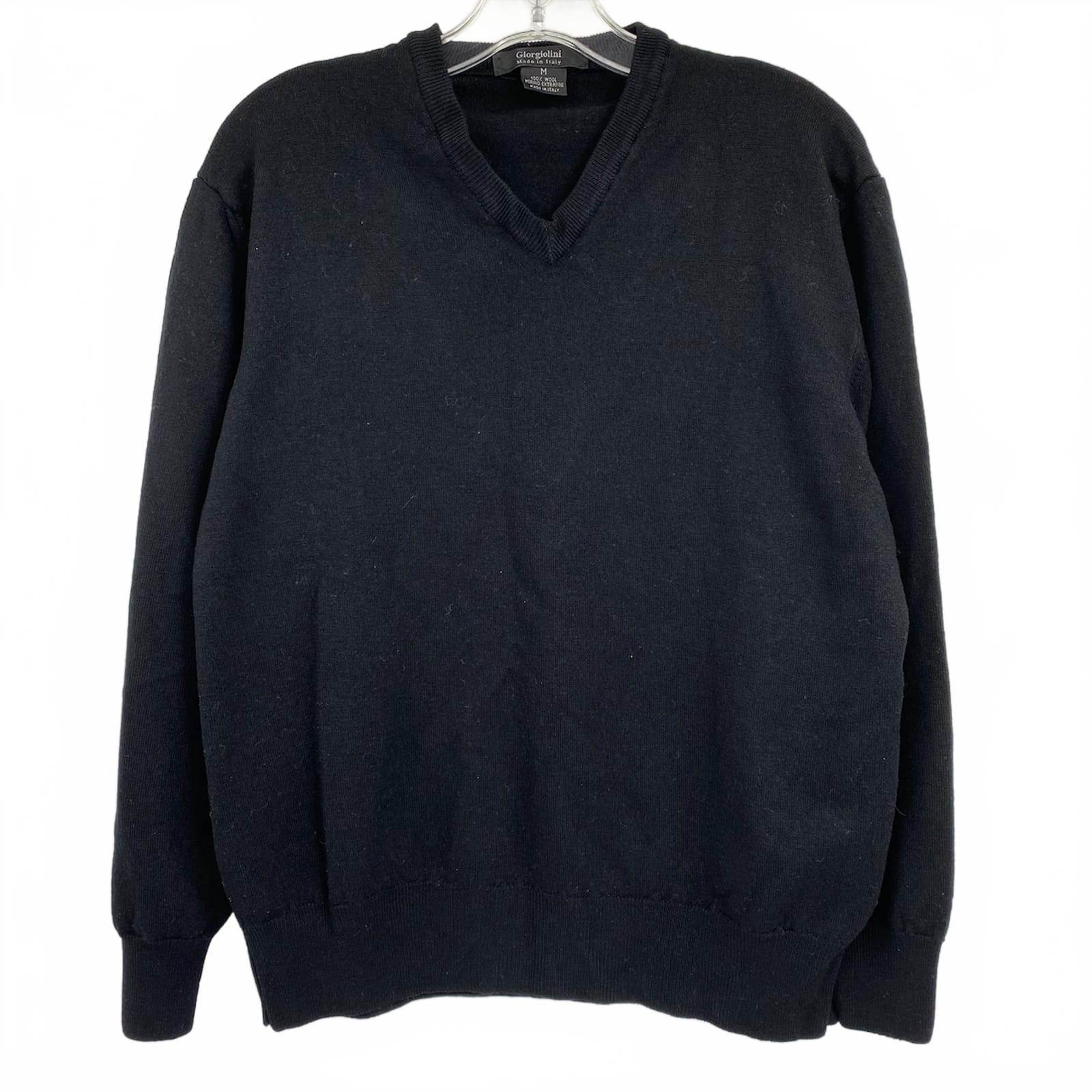 Giorgiolini Black 100% Wool V-Neck Sweater