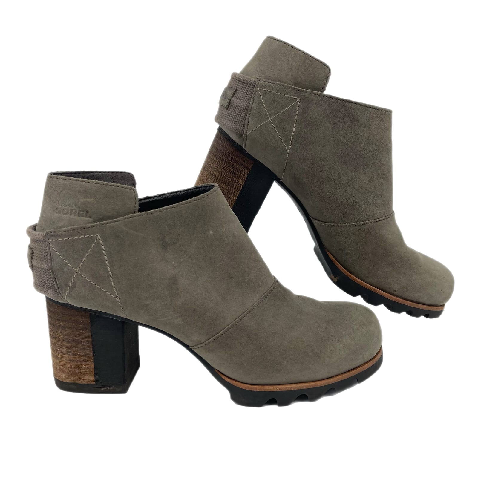 Sorel Gray & Brown Leather Ankle Boots