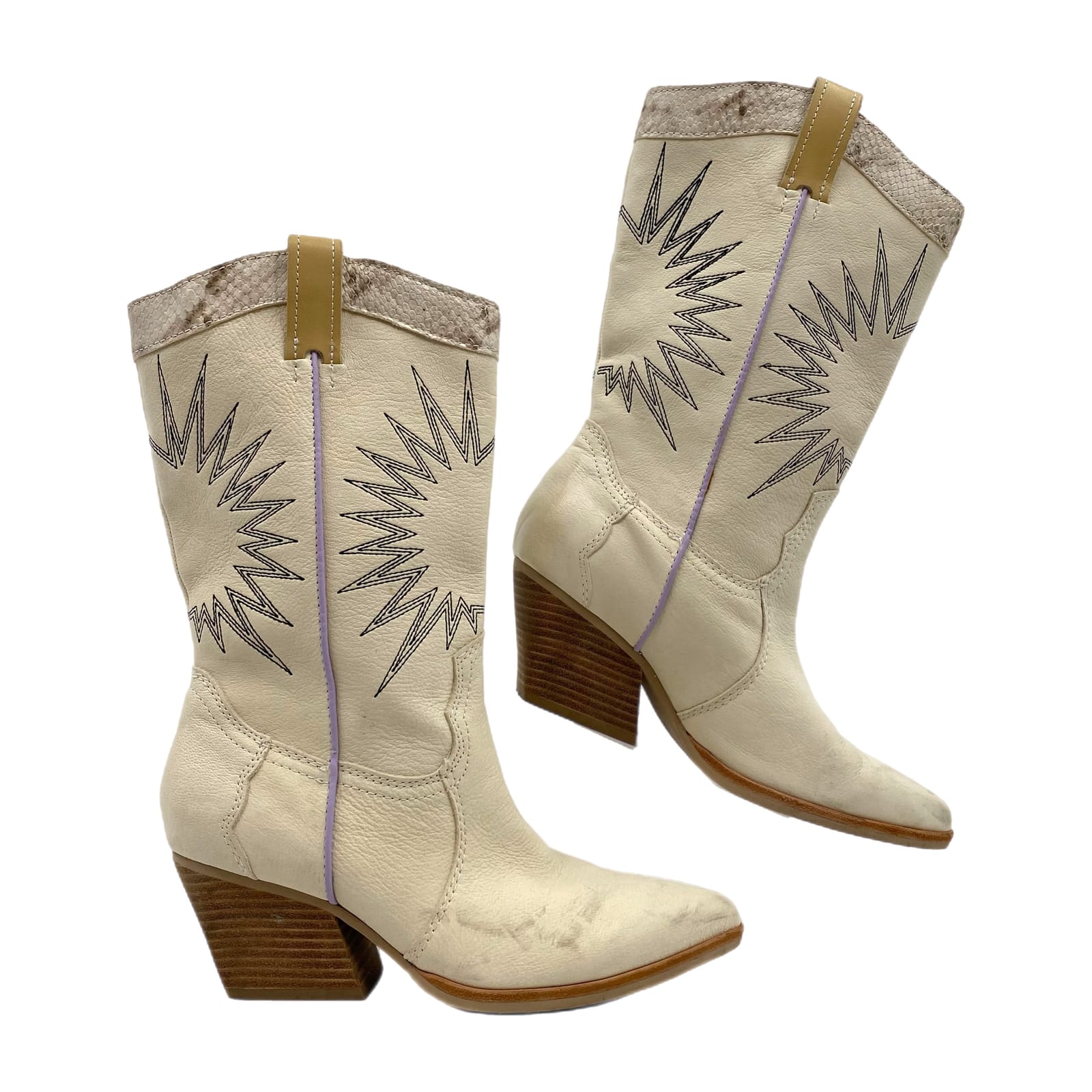 Dolce Vita Cream Heeled Western Boots