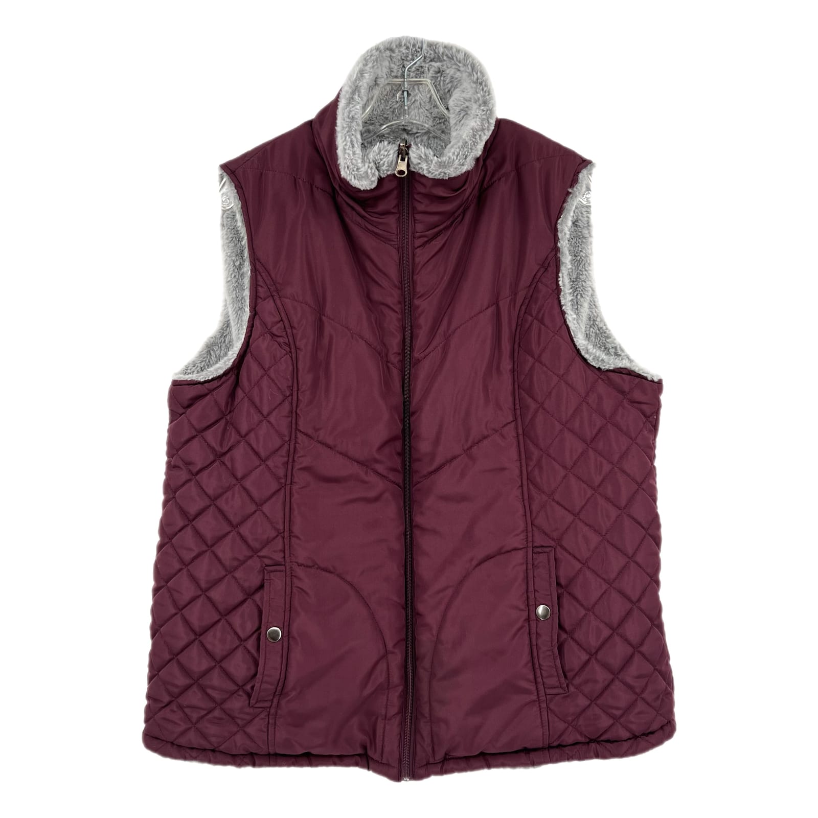 Chebella Purple & Gray Reversible Faux Fur Vest