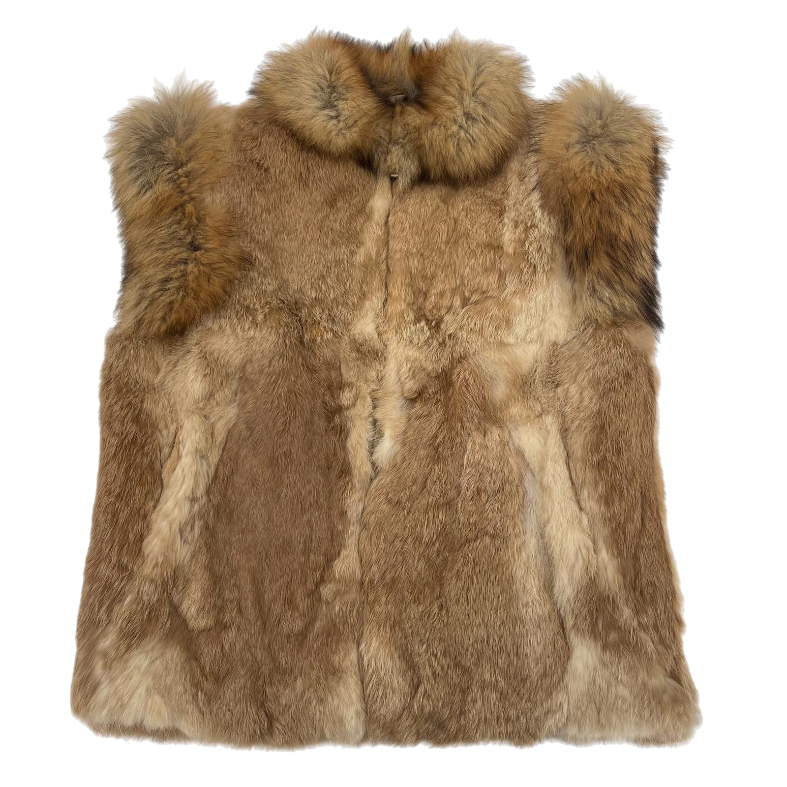 Neiman Marcus Tan Full Zip Fur Vest