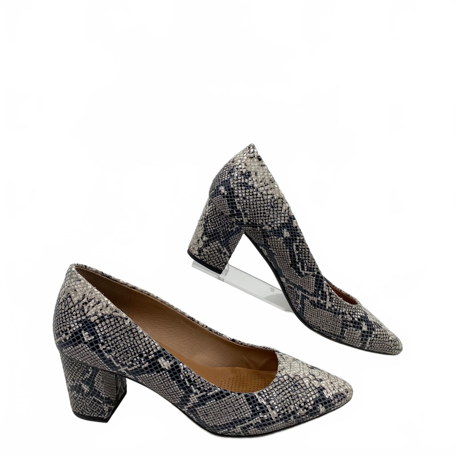 Corso Como Grey Snake Print Leather Heels